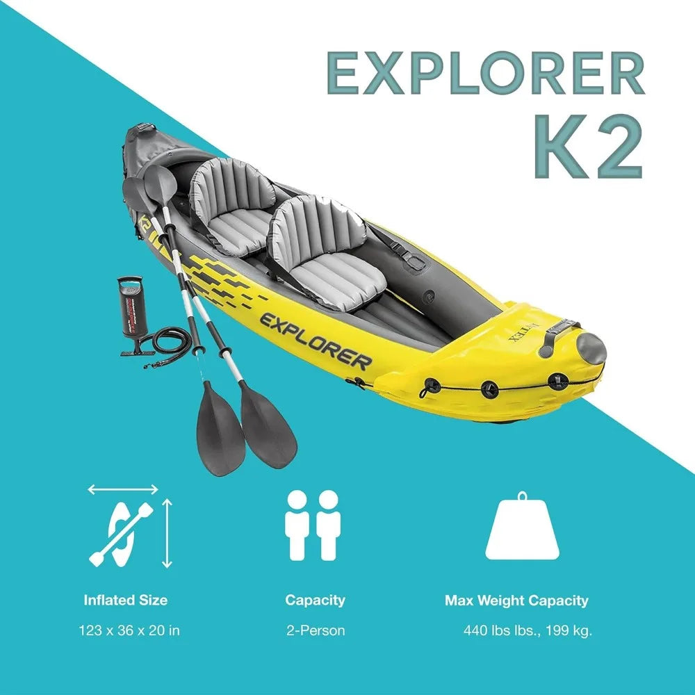 Explorer K2 Inflatable Kayak Set with Oars and Pump - Ky Ky Kiwi