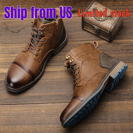 Retro Leather Ankle Boots for Men Fashionable and Comfortable - Ky Ky Kiwi