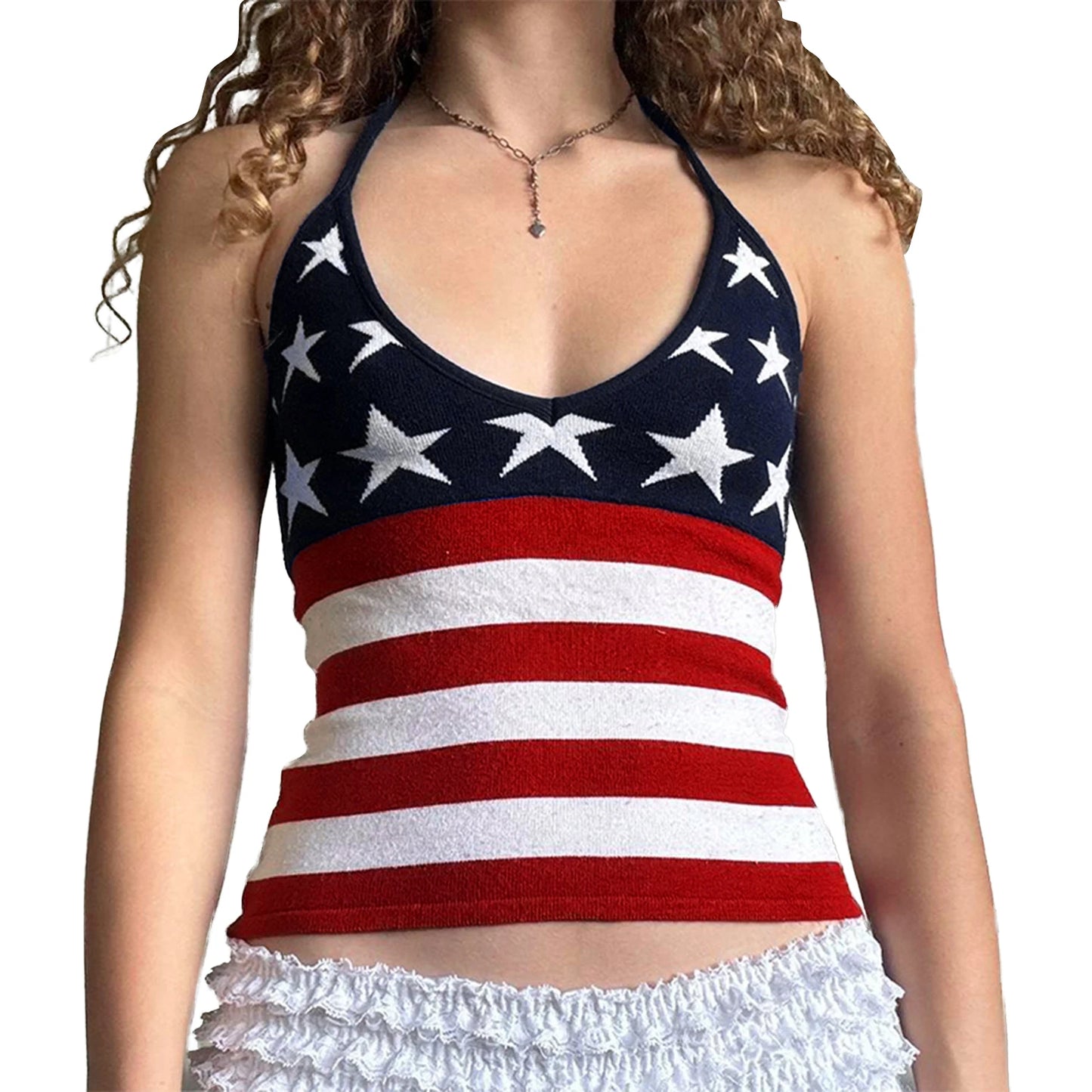 Patriotic Women Sleeveless Tank Top for Summer Celebrations - Ky Ky Kiwi