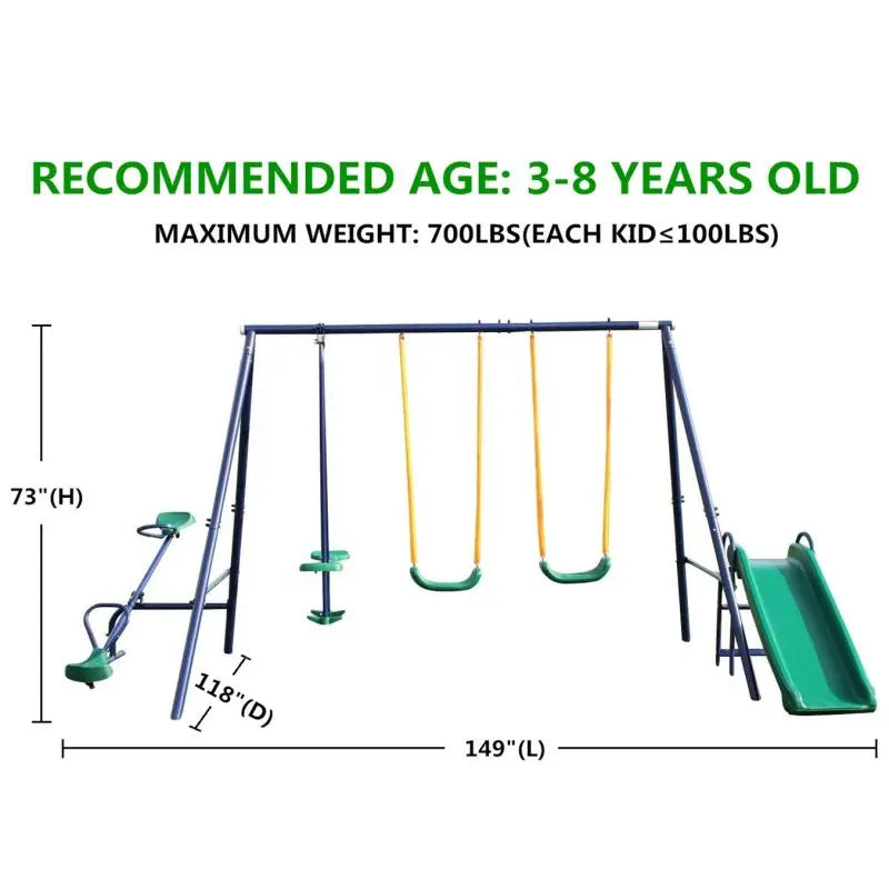 Metal Swing Set for Kids Outdoor, Heavy Duty Frame with Double Swings,  for Backyard Playground. - Ky Ky Kiwi
