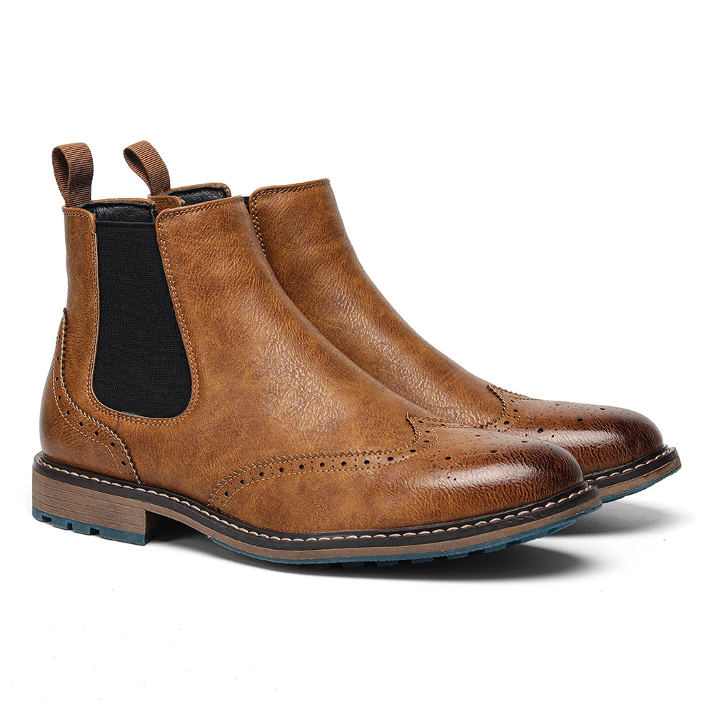 Classical Brogue Chelsea Boots for Stylish Men - Ky Ky Kiwi