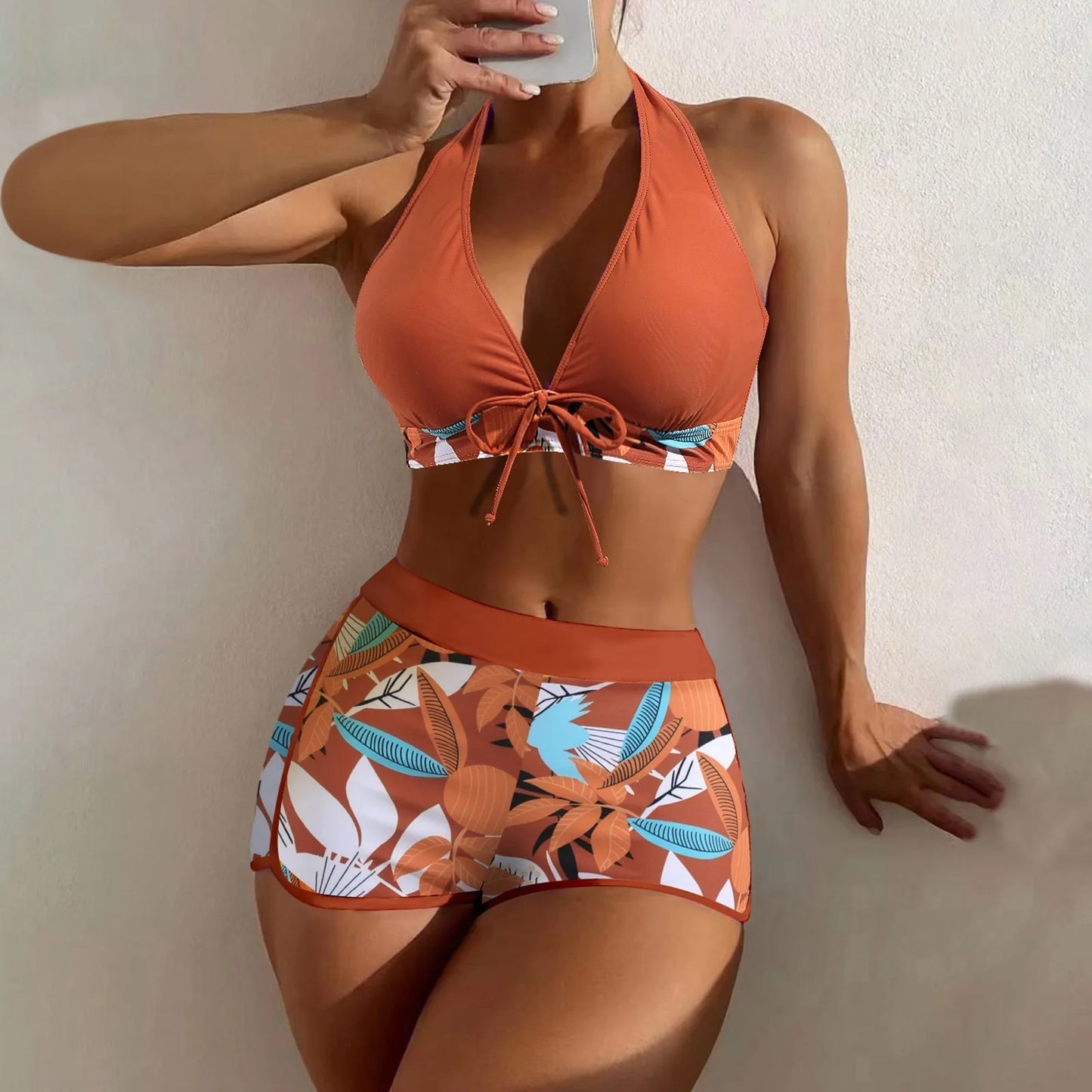 High Waist Plant Print Bikini Set for Women Beachwear - Ky Ky Kiwi