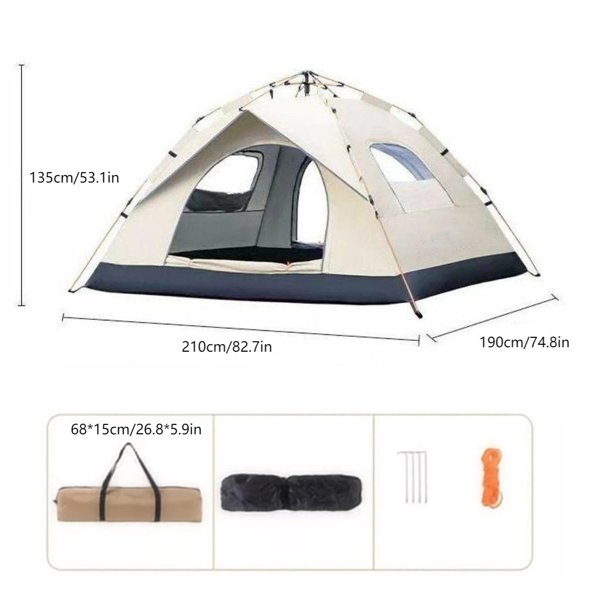 Portable Automatic Opening Camping Tent with Two Doors and Windows - Ky Ky Kiwi