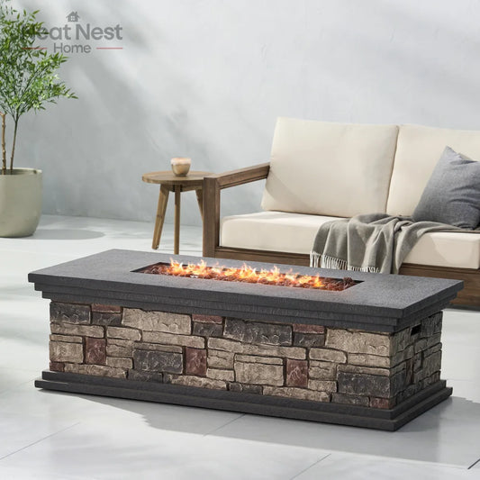 Rectangular Outdoor Concrete Fire Pit for Cozy Gatherings - Ky Ky Kiwi