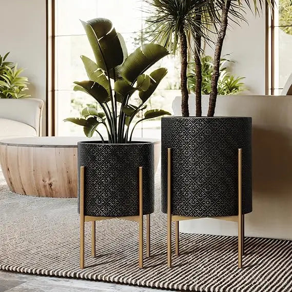 Modern Decorative Metal Planters Set for Indoor Plants - Ky Ky Kiwi