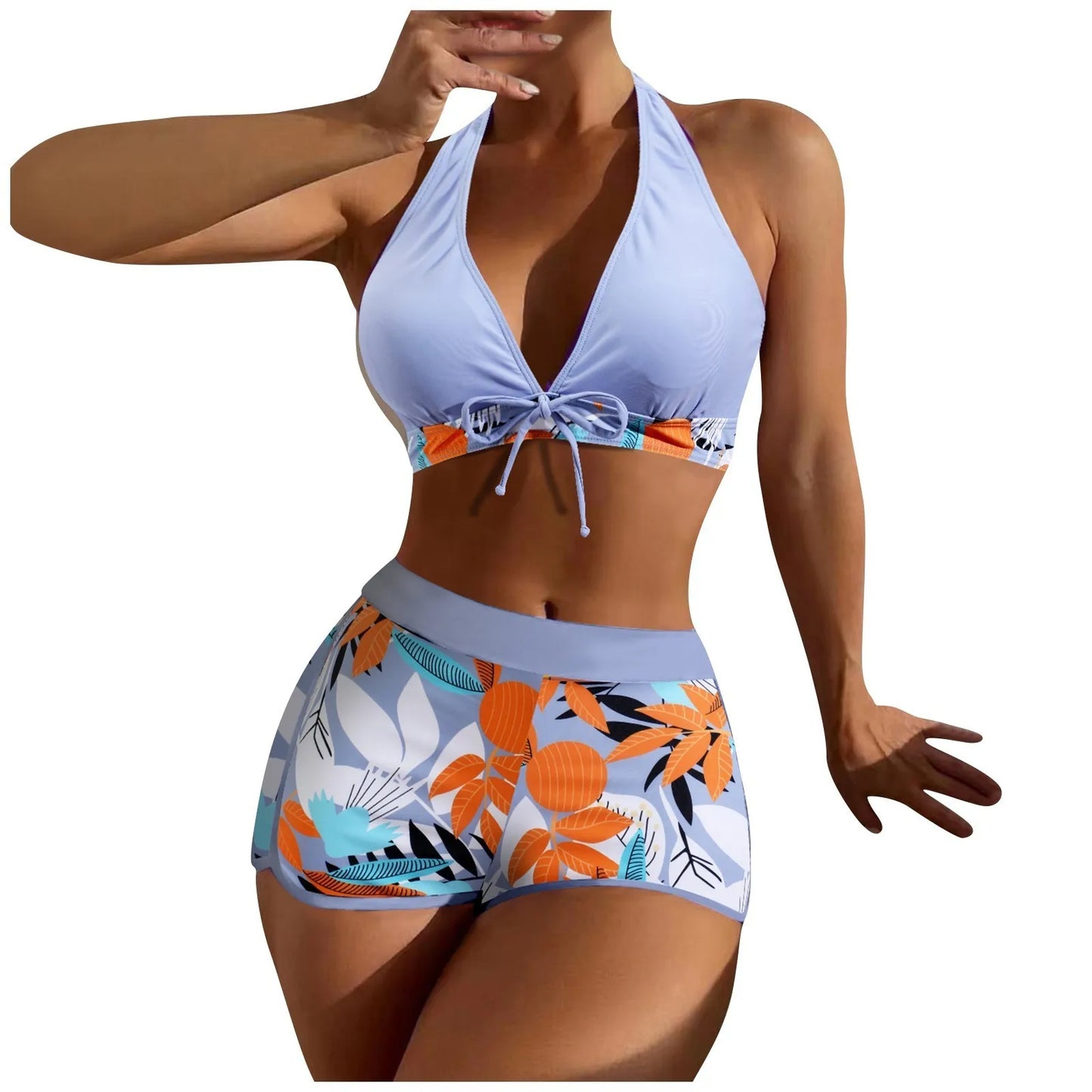 High Waist Plant Print Bikini Set for Women Beachwear - Ky Ky Kiwi