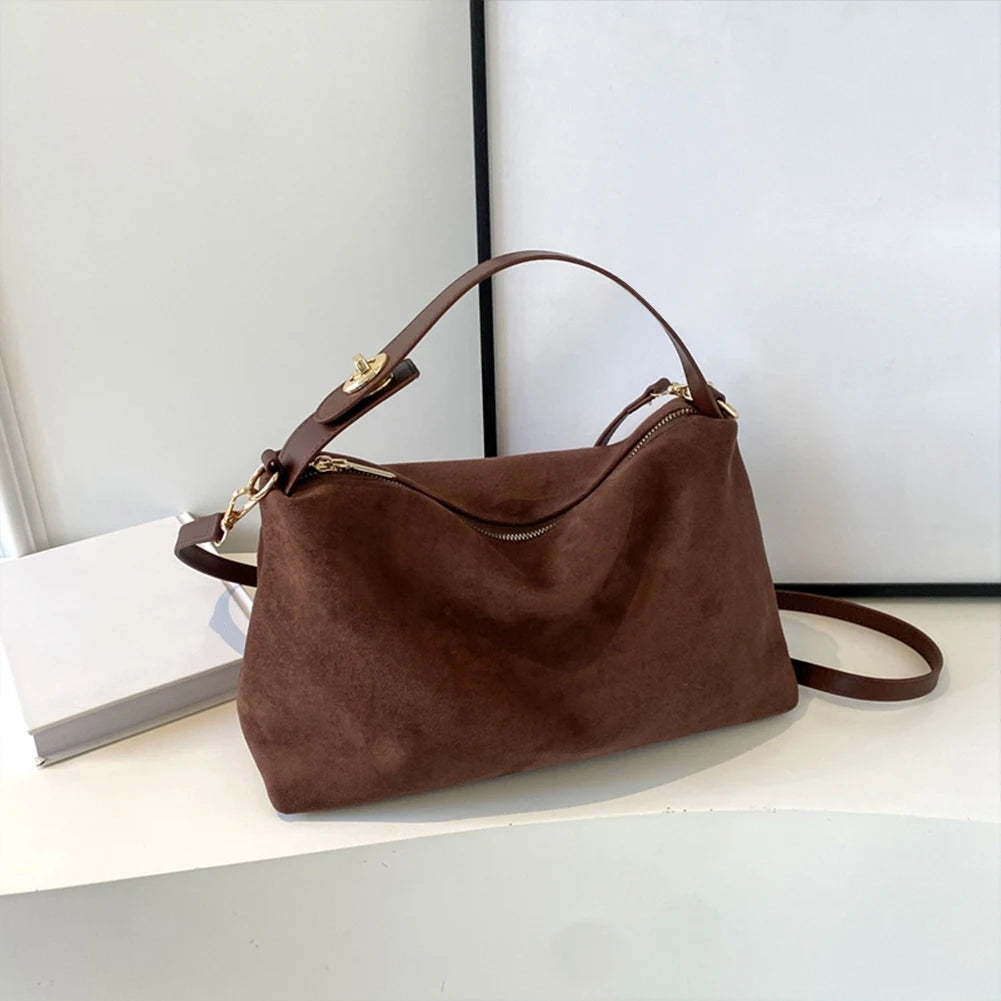 Fashionable Suede Leather Boston Tote Bag for Women - Ky Ky Kiwi