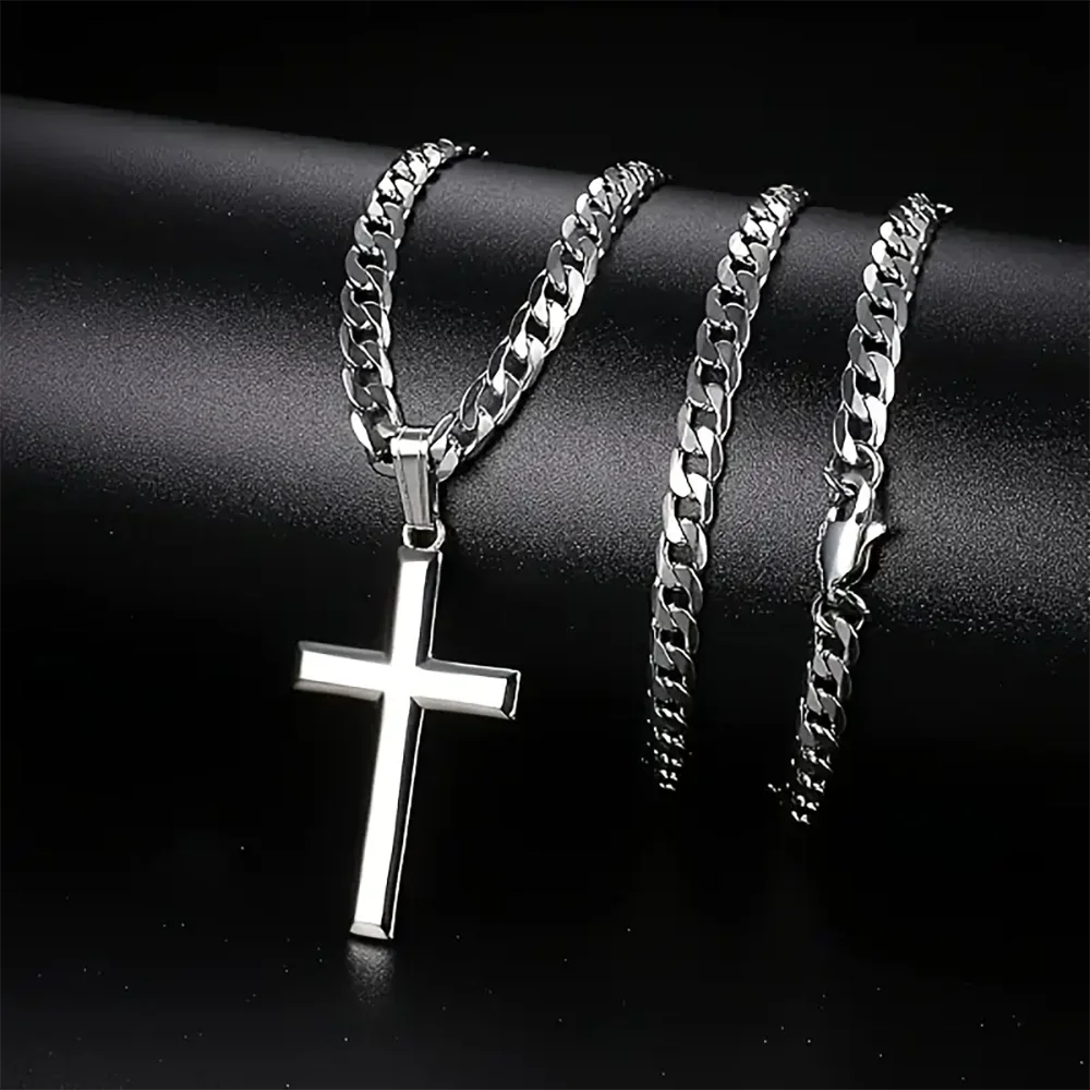 Sterling Silver Cross Pendant Necklace for Men and Women - Ky Ky Kiwi