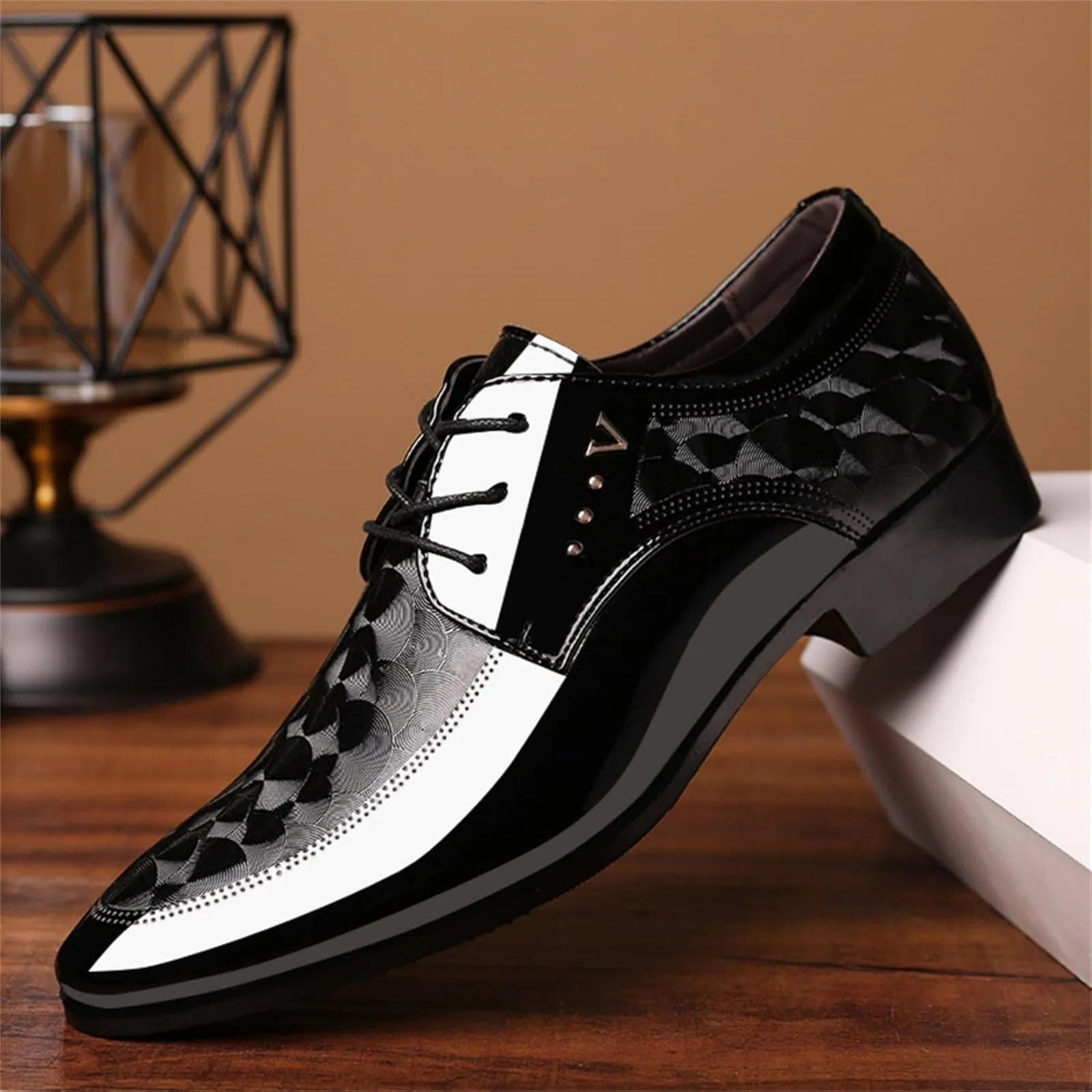 Men's Moire Pattern Oxford Shoes for Formal Business Attire - Ky Ky Kiwi