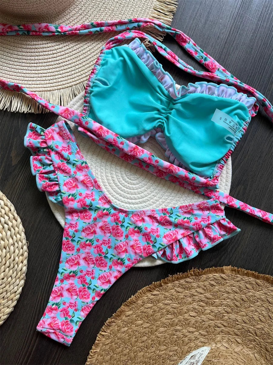 Stylish Women's Tropical Print Bikini Set for Summer Beach Fun - Ky Ky Kiwi