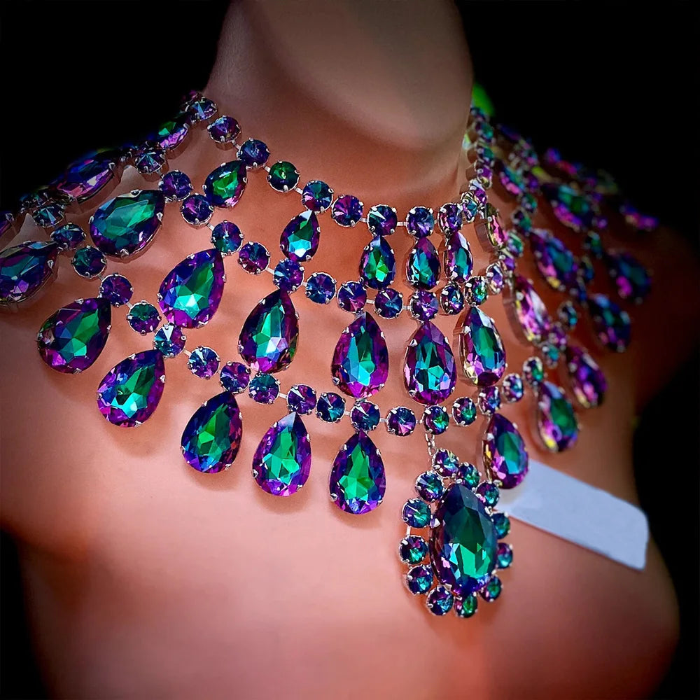 Dramatic Multilayer Crystal Choker Necklace for Bridal Elegance - Ky Ky Kiwi