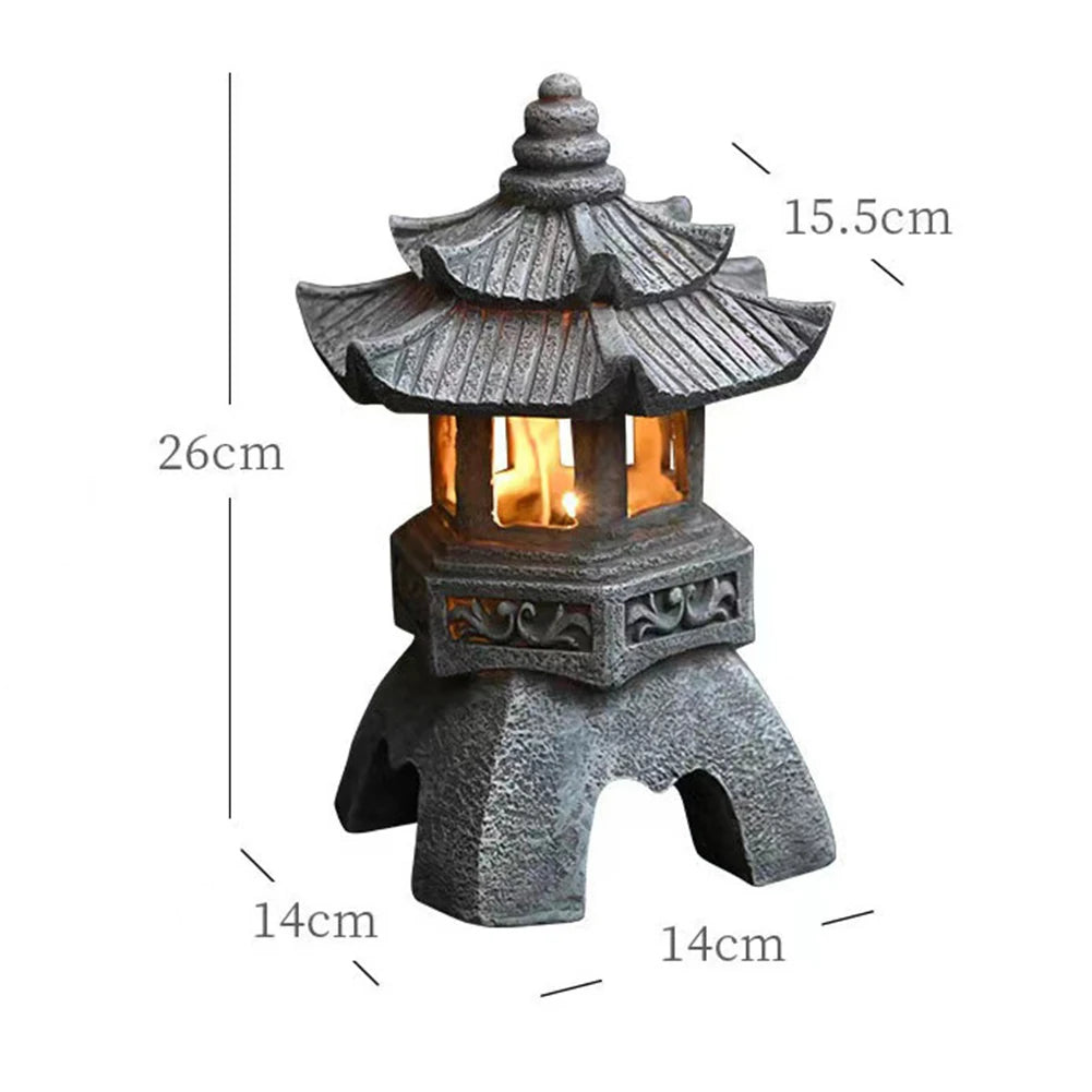 Solar LED Stone Pagoda Lantern For Outdoor Landscape Lighting - Ky Ky Kiwi