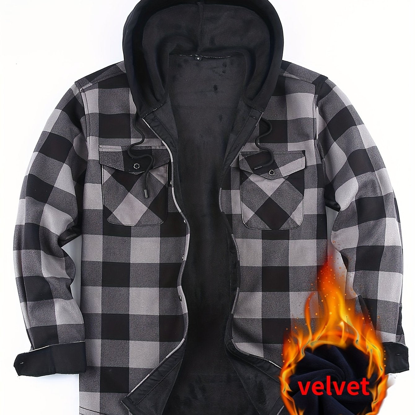 Mens Premium FleeceLined Shacket Hooded Shirt Jacket Allseason Weatherproof Warmth