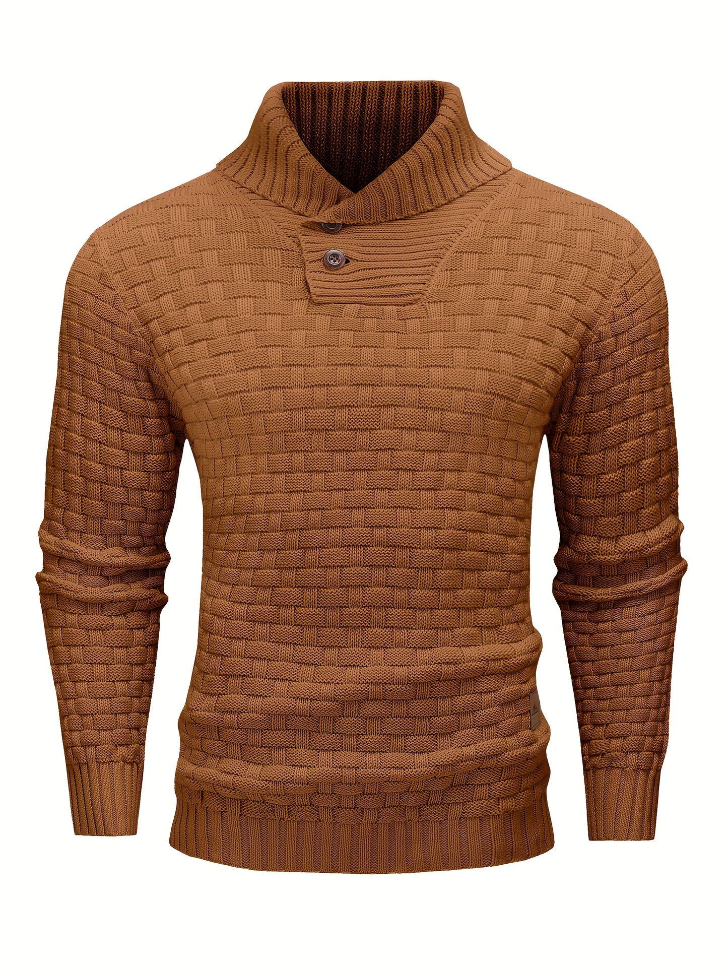 Mens Waffle Knit Sweater Coat With Lapel Collar Button Up For Office And Business Casual Wear
