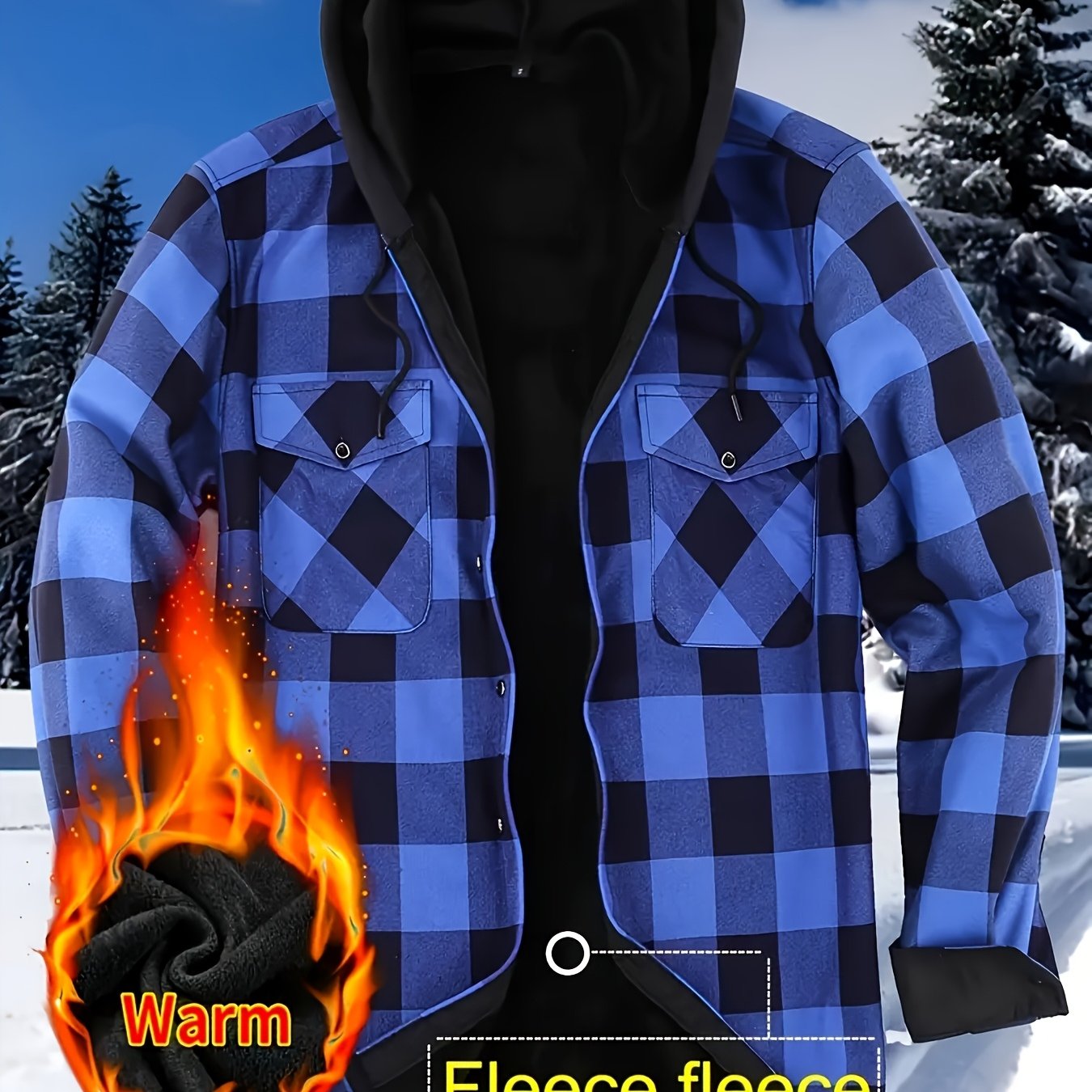 Mens Premium FleeceLined Shacket Hooded Shirt Jacket Allseason Weatherproof Warmth