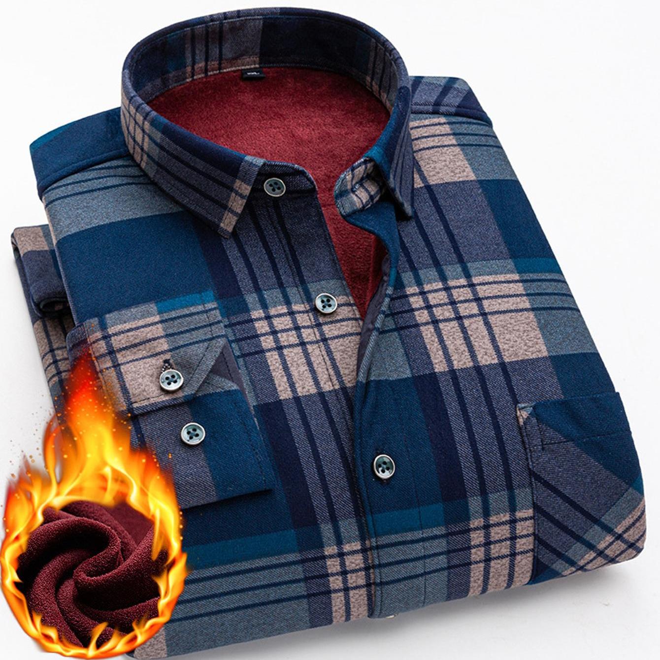 Mens Double Sided Plaid Winter Shirt Jacket For Casual Everyday Warm Durable Outerwear