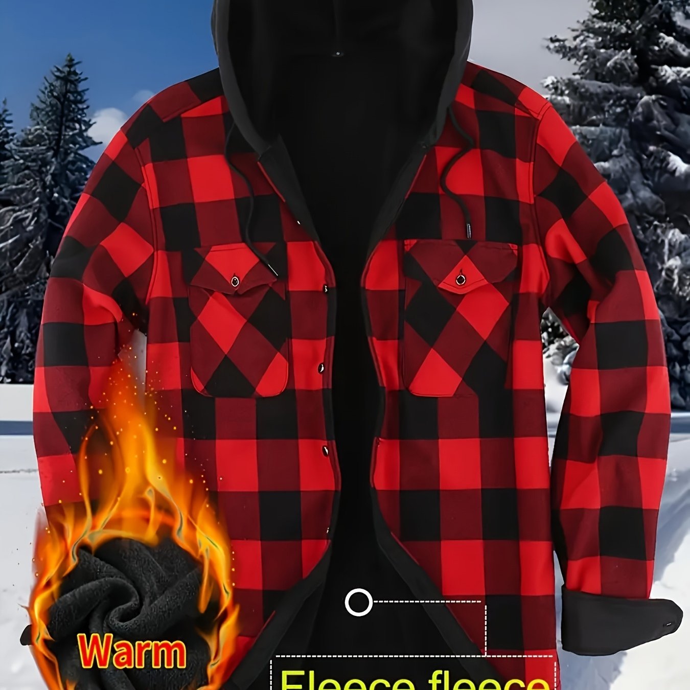 Mens Premium FleeceLined Shacket Hooded Shirt Jacket Allseason Weatherproof Warmth