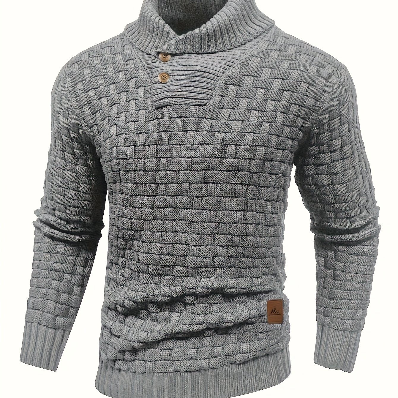 Mens Waffle Knit Sweater Coat With Lapel Collar Button Up For Office And Business Casual Wear