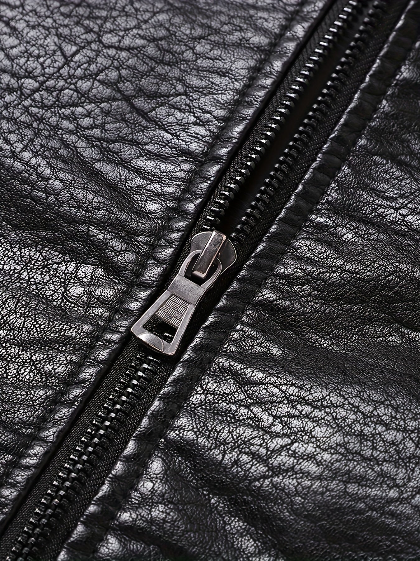 Men's Winter Flight Jacket Faux Leather Tactical Biker Style With Plush Lining And Windproof Full Zip