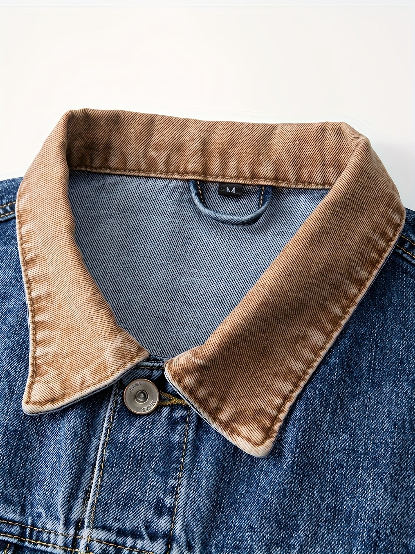 Men's Vintage Distressed Denim Jacket With Multi Pocket Design Deconstructed Collar And Single Breasted Button Front