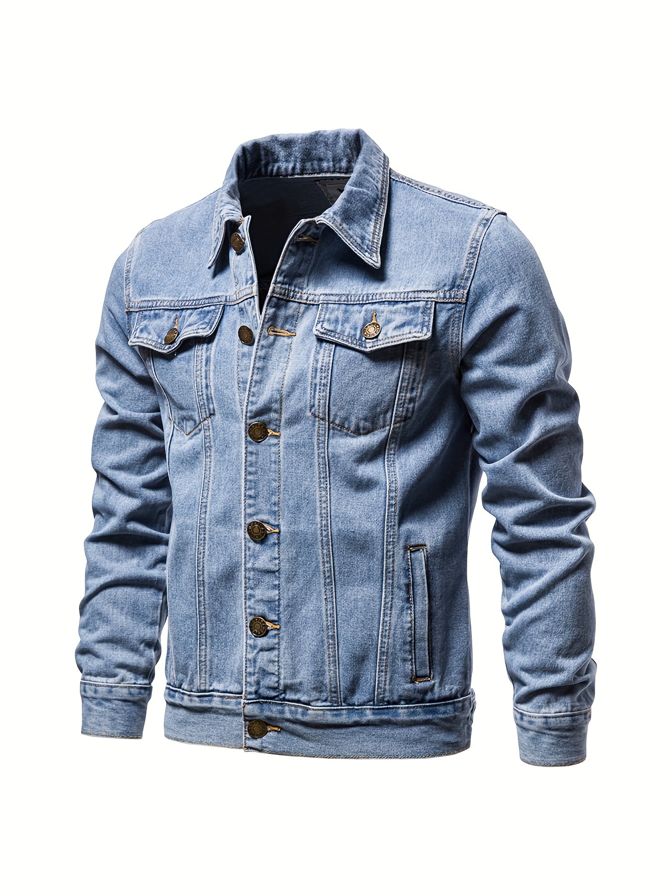 Mens Vintage Workwear Denim Jacket Featuring ExtendedUtility Chest Pockets Everyday