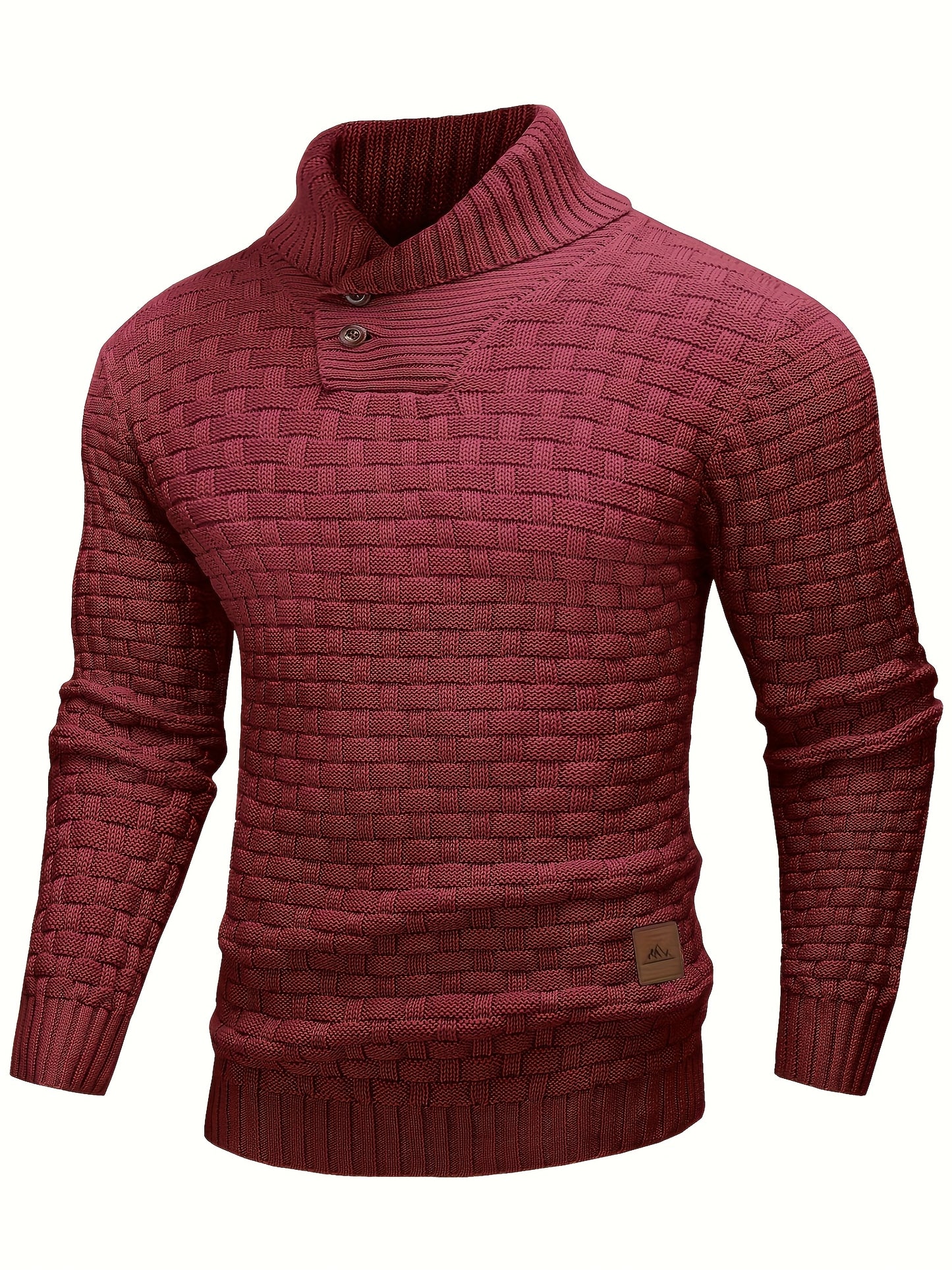 Mens Waffle Knit Sweater Coat With Lapel Collar Button Up For Office And Business Casual Wear