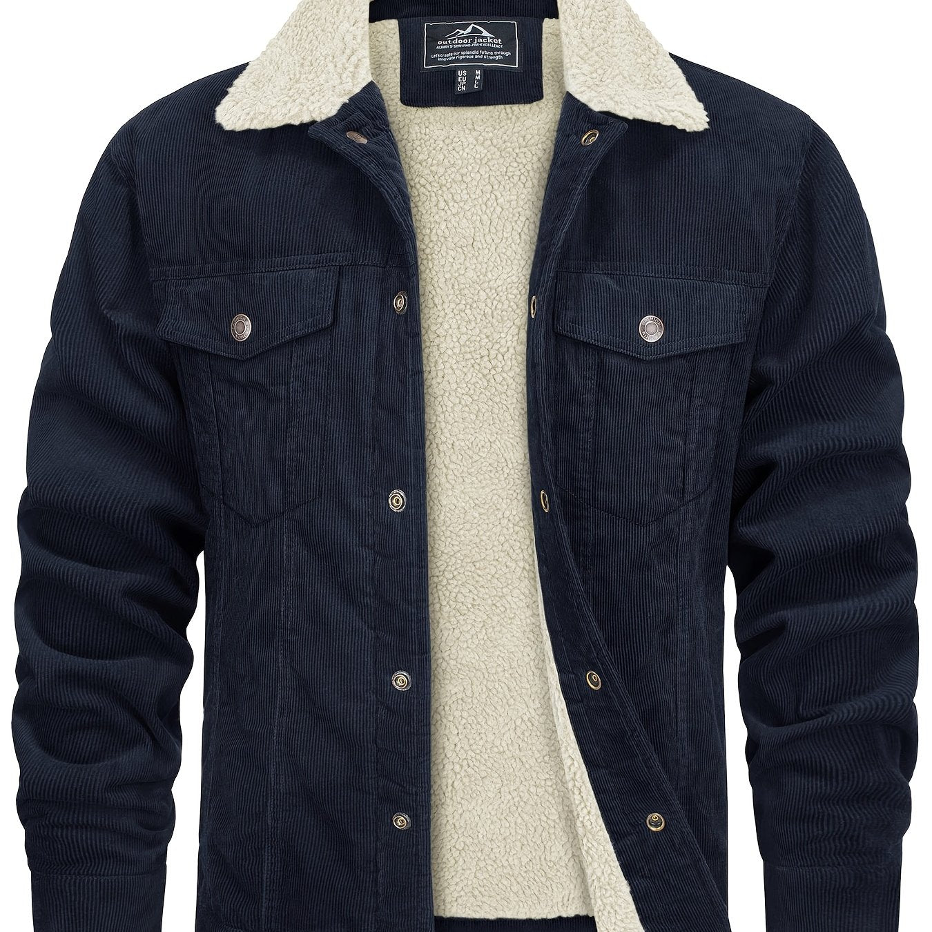 EKLENTSON Mens Winter Corduroy Jacket With Sherpa Lined Warmth TruckerWorkwearStyle