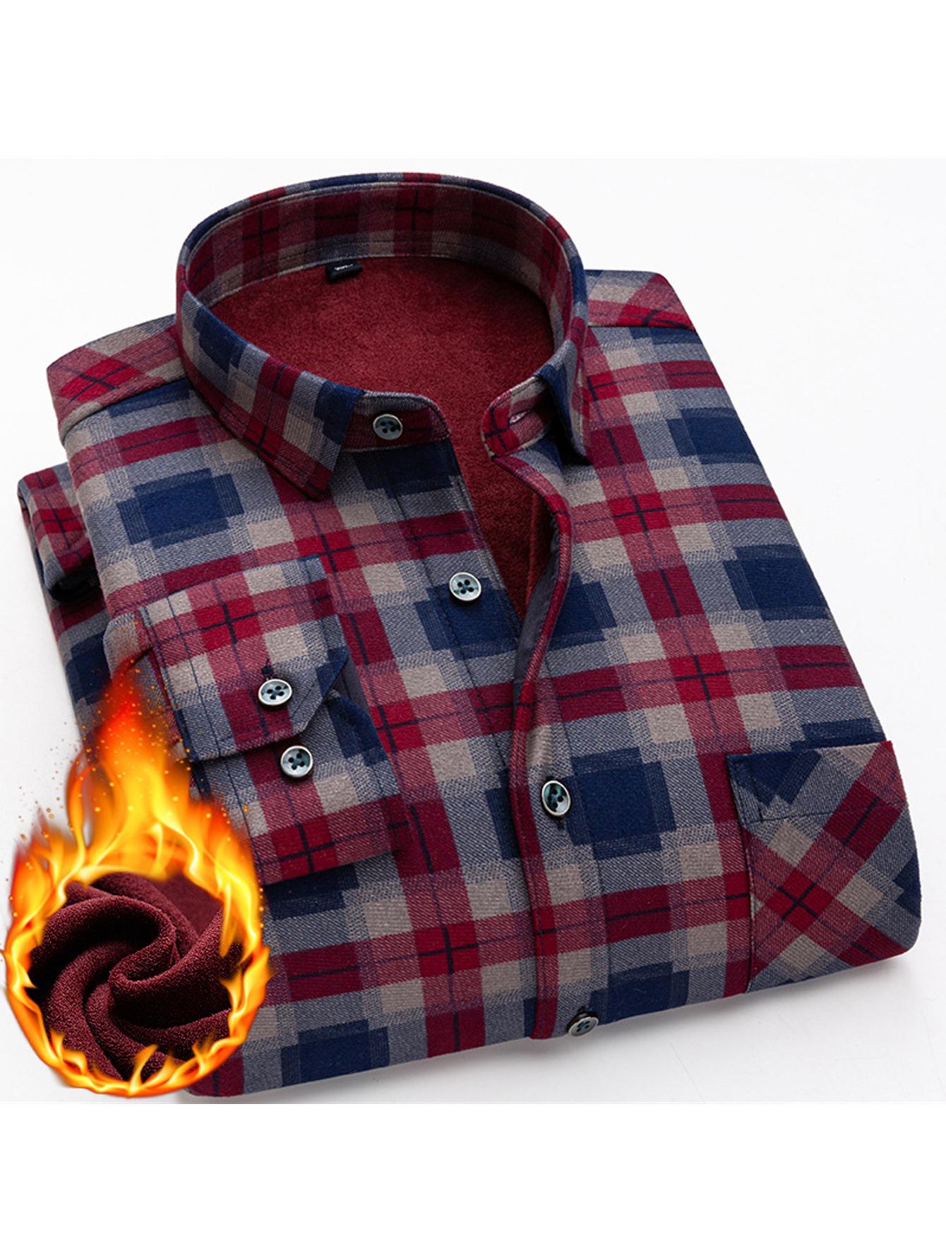 Mens Double Sided Plaid Winter Shirt Jacket For Casual Everyday Warm Durable Outerwear