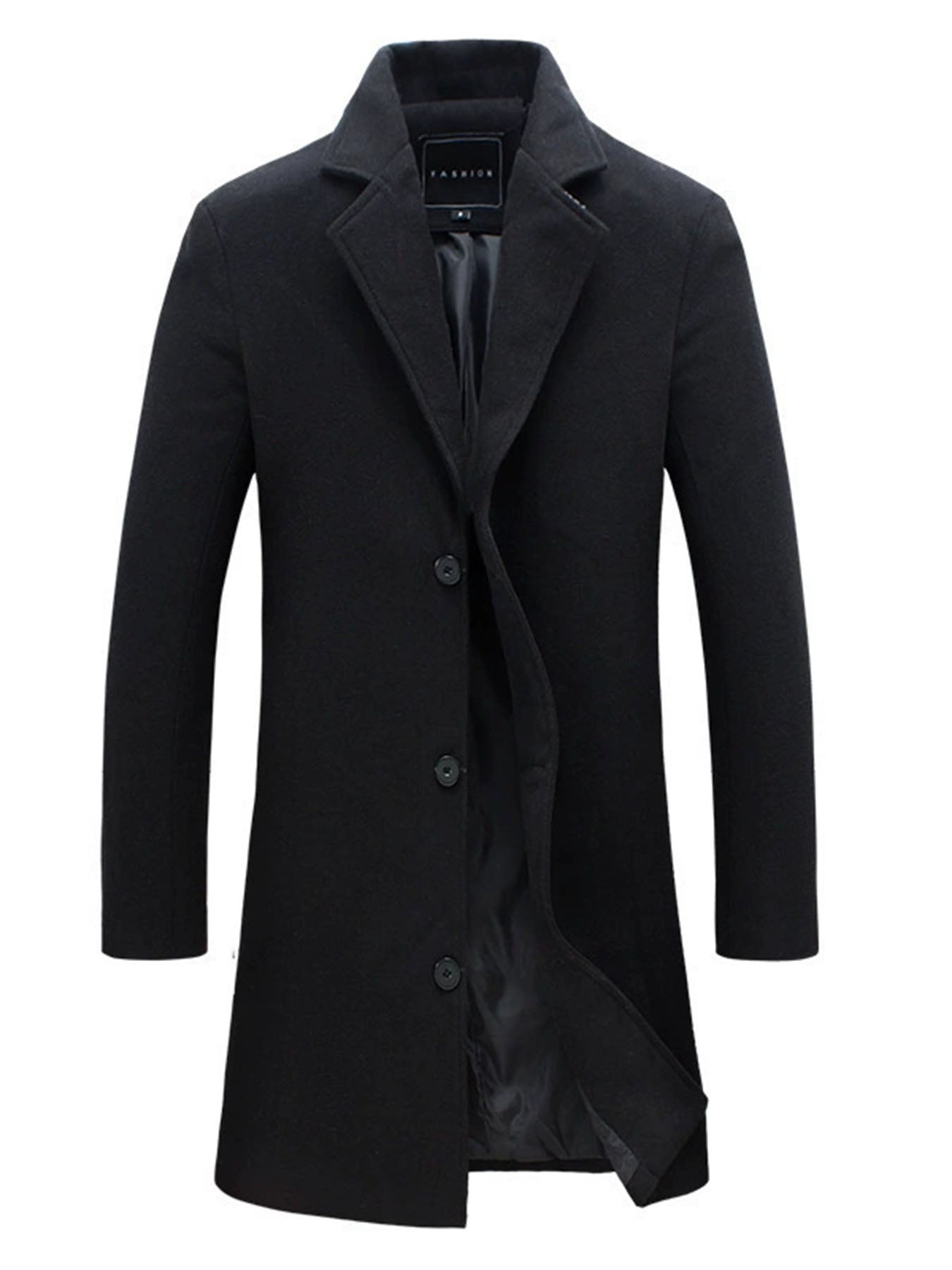 Men's Heavy Windproof Wintertime Overcoat Buttoned Closure Lapel Collar Insulated