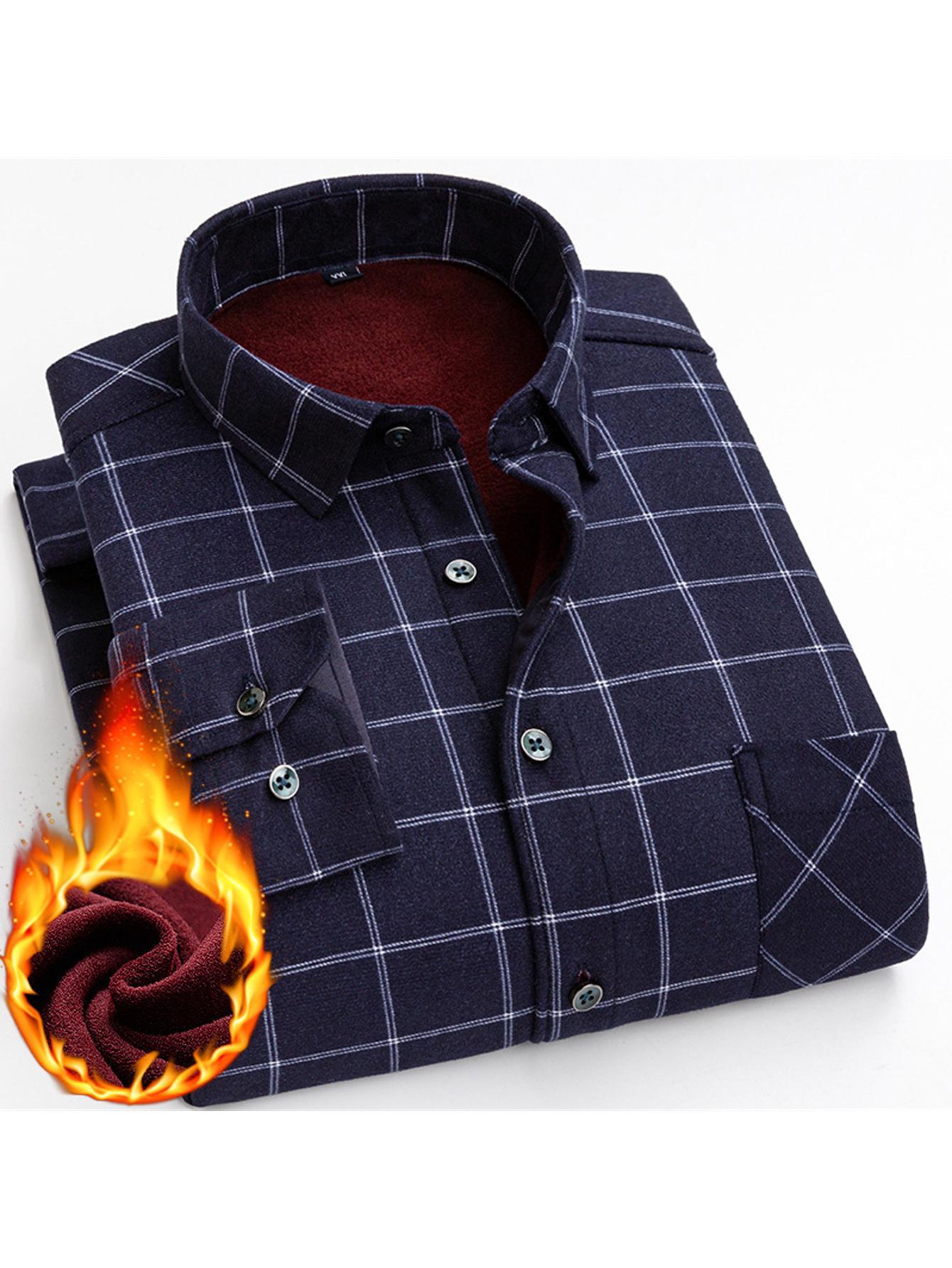 Mens Double Sided Plaid Winter Shirt Jacket For Casual Everyday Warm Durable Outerwear