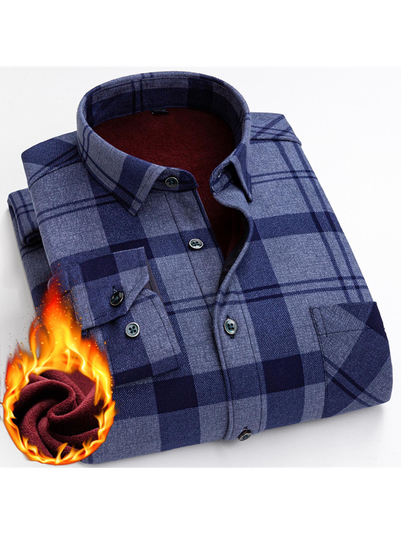 Mens Double Sided Plaid Winter Shirt Jacket For Casual Everyday Warm Durable Outerwear