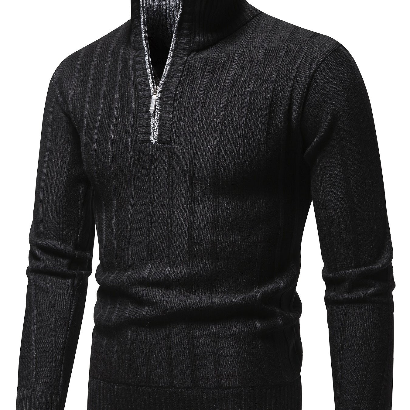 Mens Slim Fit Full Zip Stand Collar Sweater Jacket For Cold Weather Outerwear For Fall And Winter