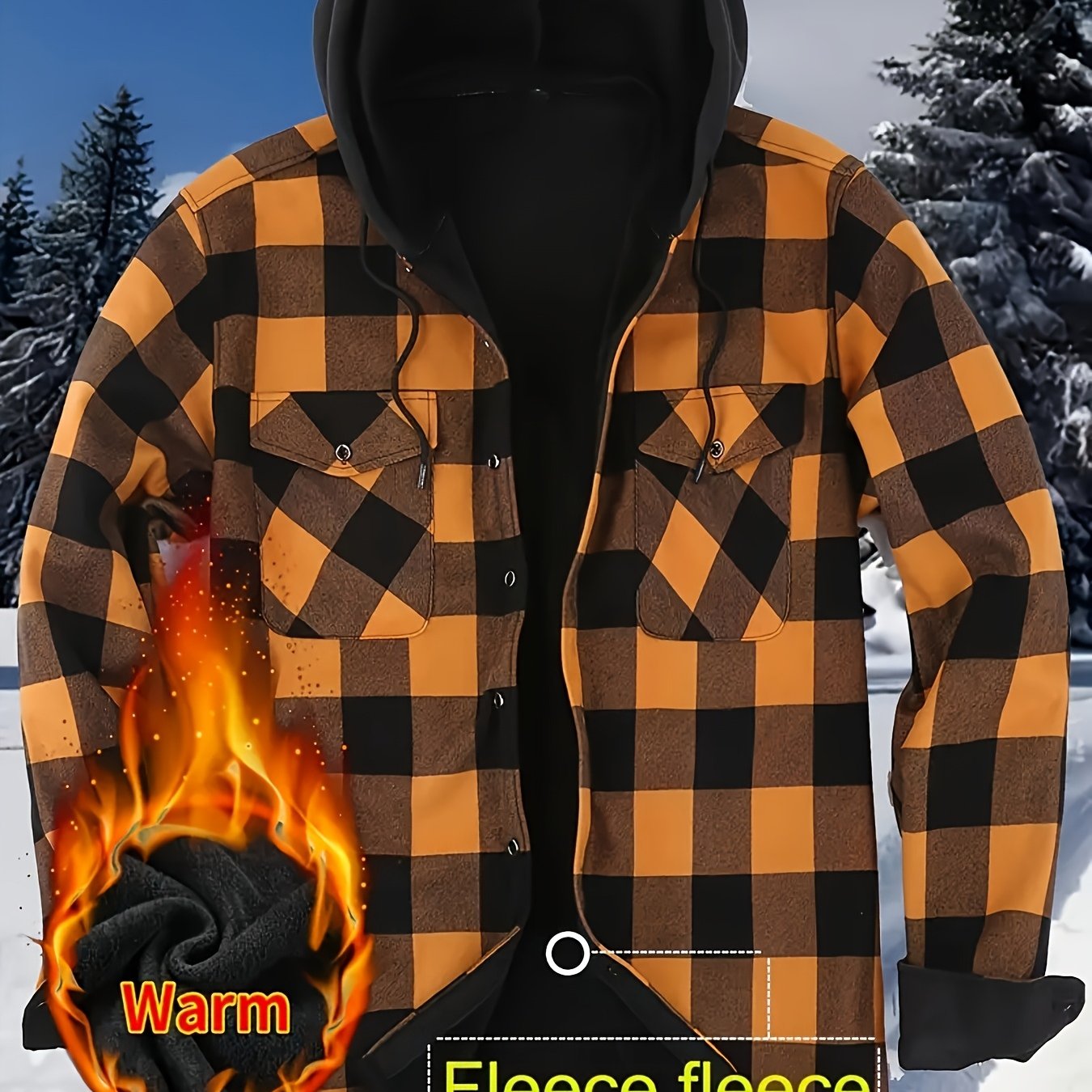 Mens Premium FleeceLined Shacket Hooded Shirt Jacket Allseason Weatherproof Warmth