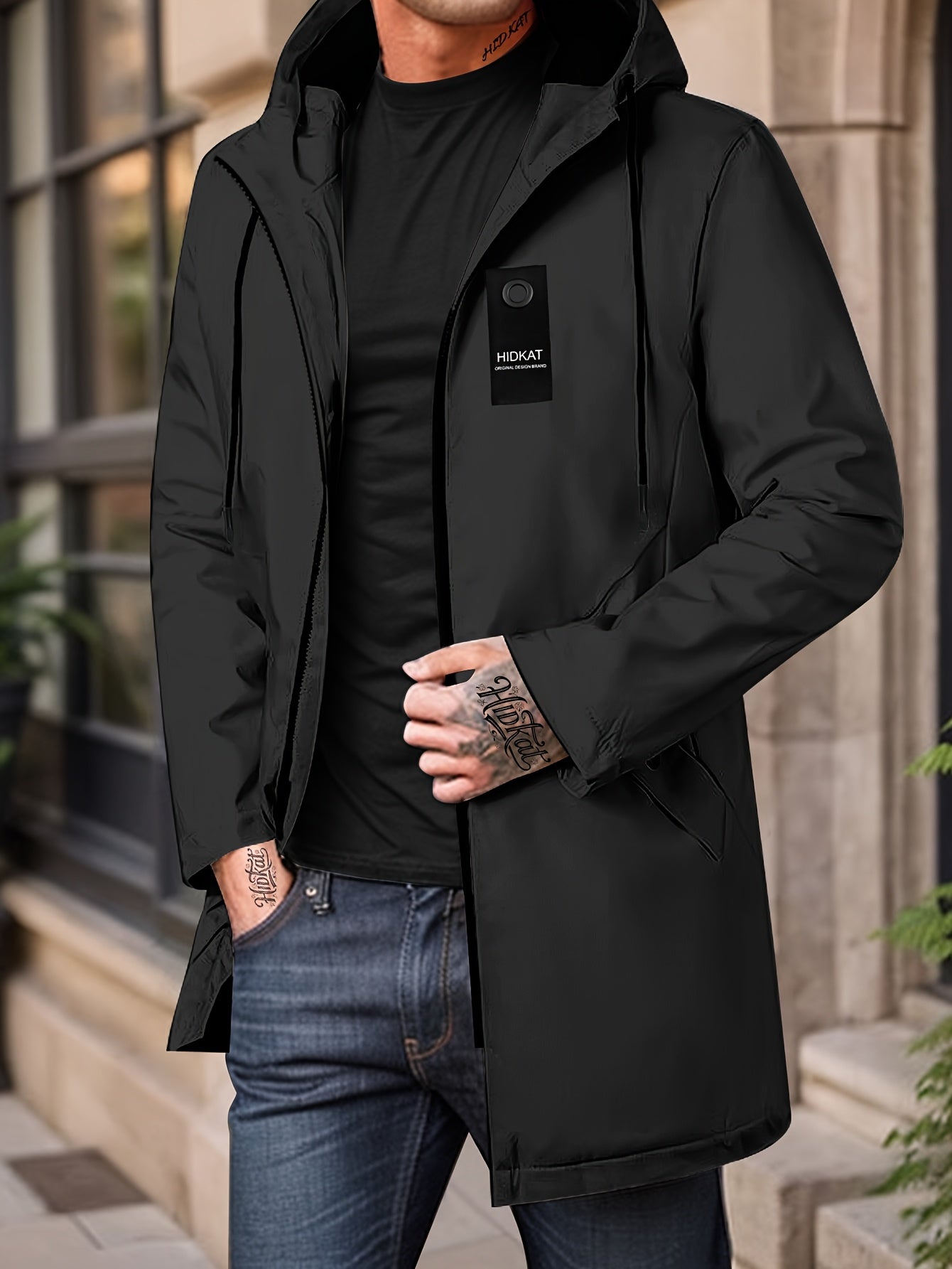 Mens Lightweight Hooded Jacket Full Zip Softshell With Zippered Pockets For Everyday Wear