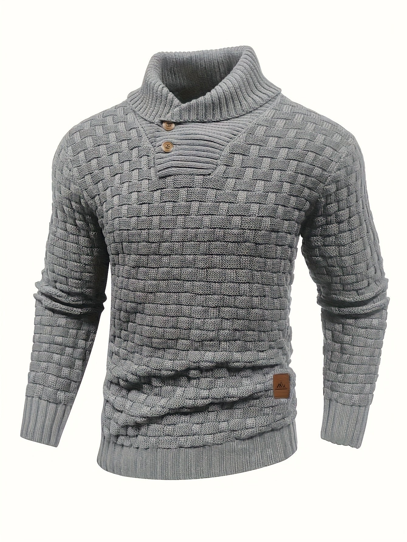 Mens Waffle Knit Sweater Coat With Lapel Collar Button Up For Office And Business Casual Wear