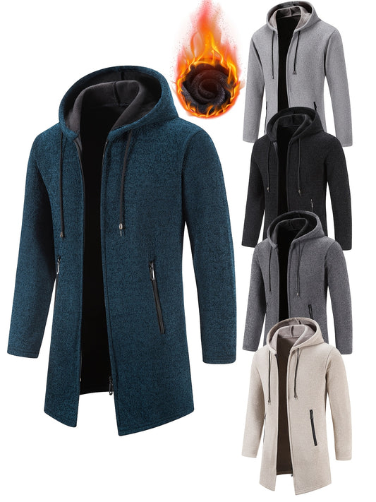 Men's Fleece Lined Zip Up Hoodie Jacket With Pockets Slim Fit Coat For Cold Weather Outerwear