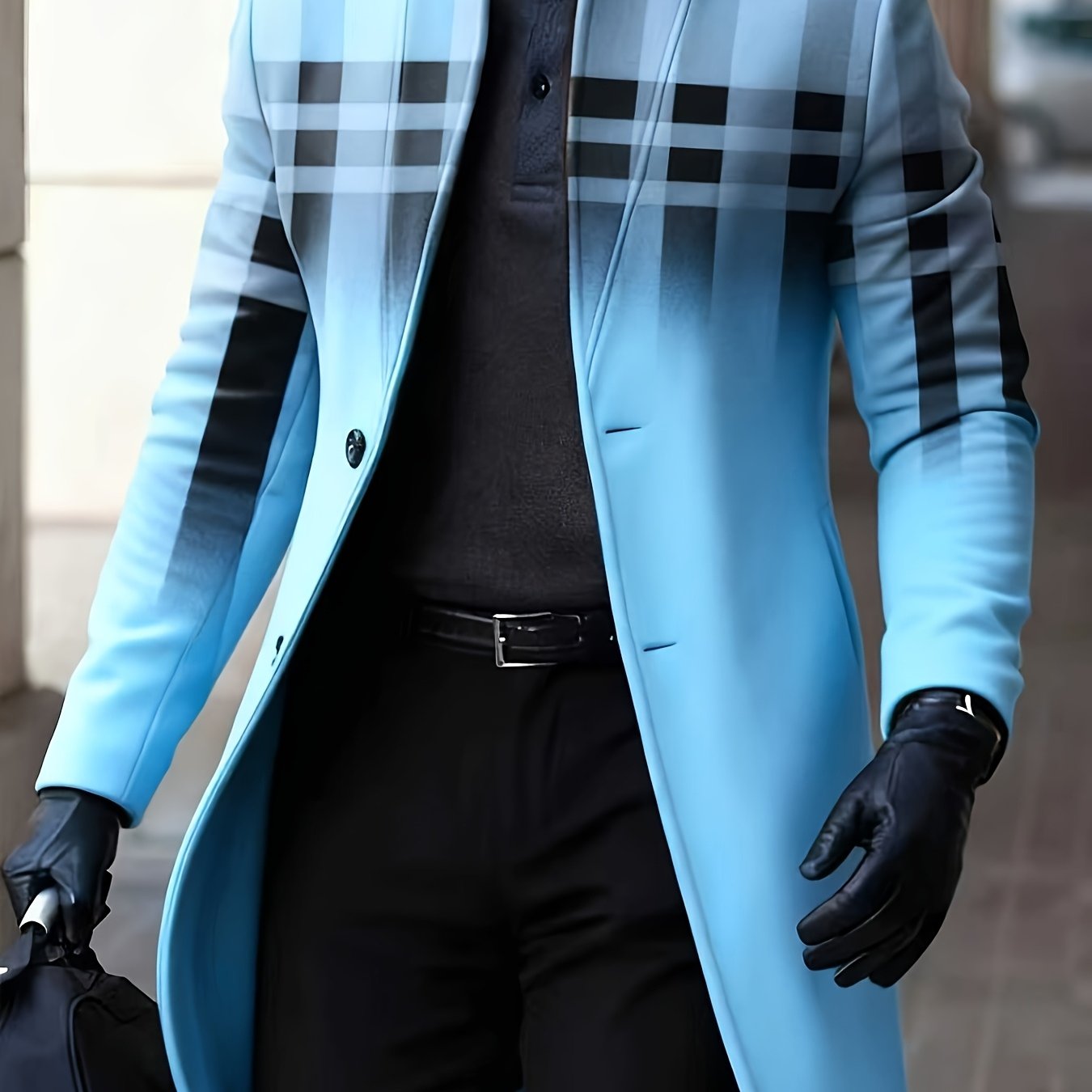 Men's Winter Windbreaker Jacket Stand Collar Coat Button Closure Machine Washable Outerwear Random Print