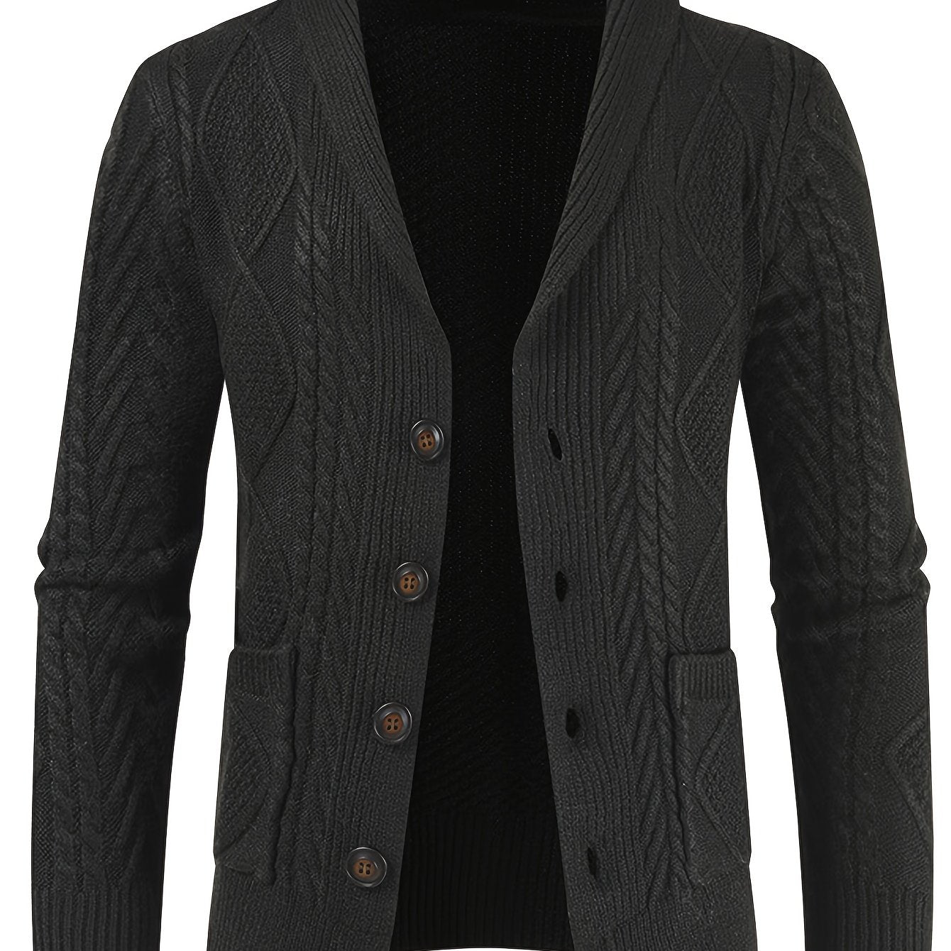 Men's Slim Knit Cardigan Sweater Jacket With PremiumWinterDurablePocketsWithSeamlessFinish VNeck