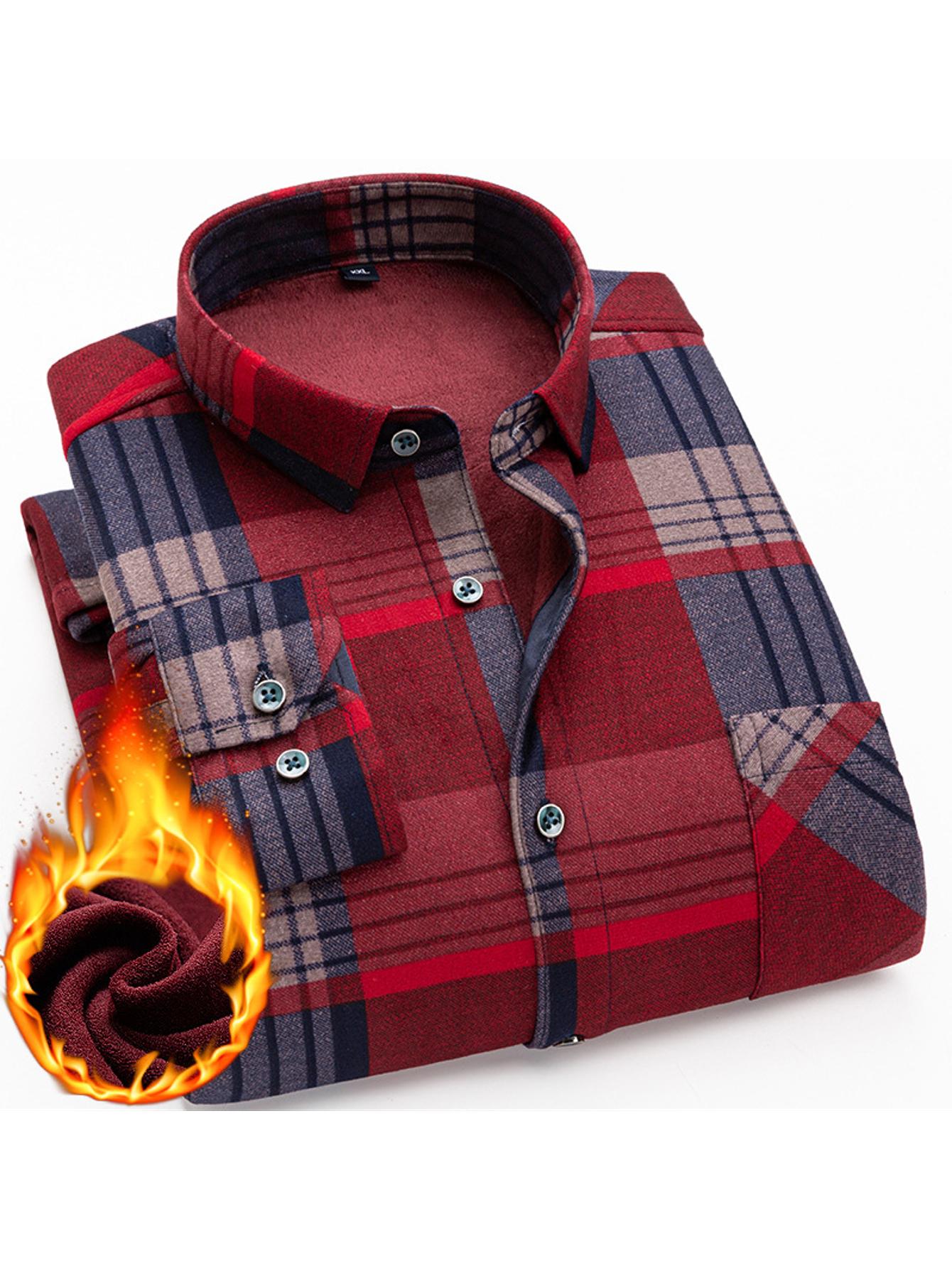 Mens Double Sided Plaid Winter Shirt Jacket For Casual Everyday Warm Durable Outerwear