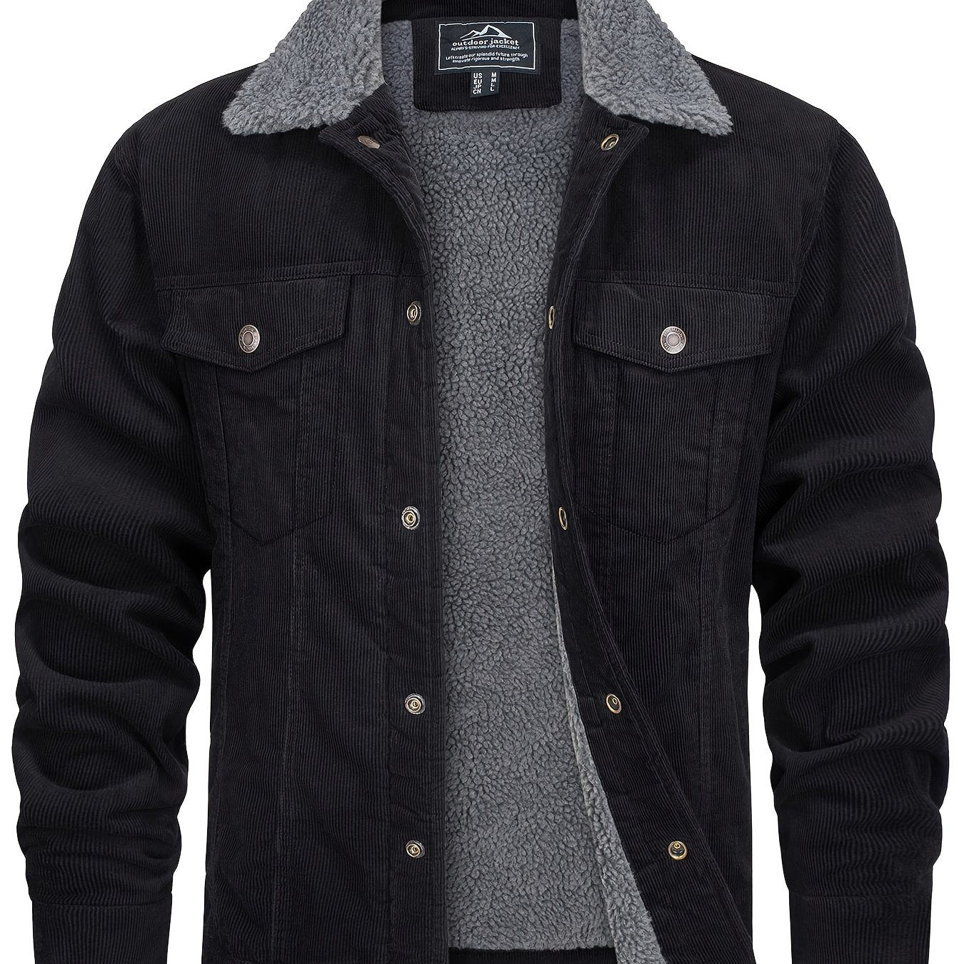 EKLENTSON Mens Winter Corduroy Jacket With Sherpa Lined Warmth TruckerWorkwearStyle