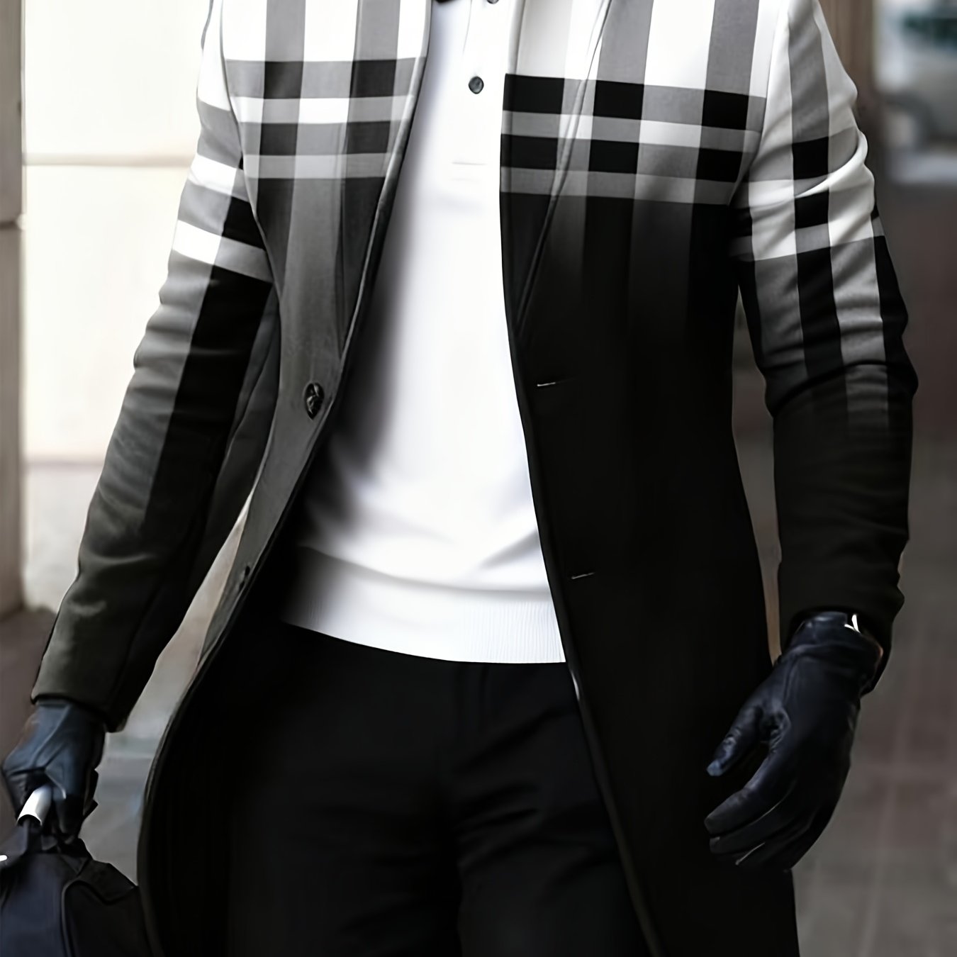 Men's Winter Windbreaker Jacket Stand Collar Coat Button Closure Machine Washable Outerwear Random Print