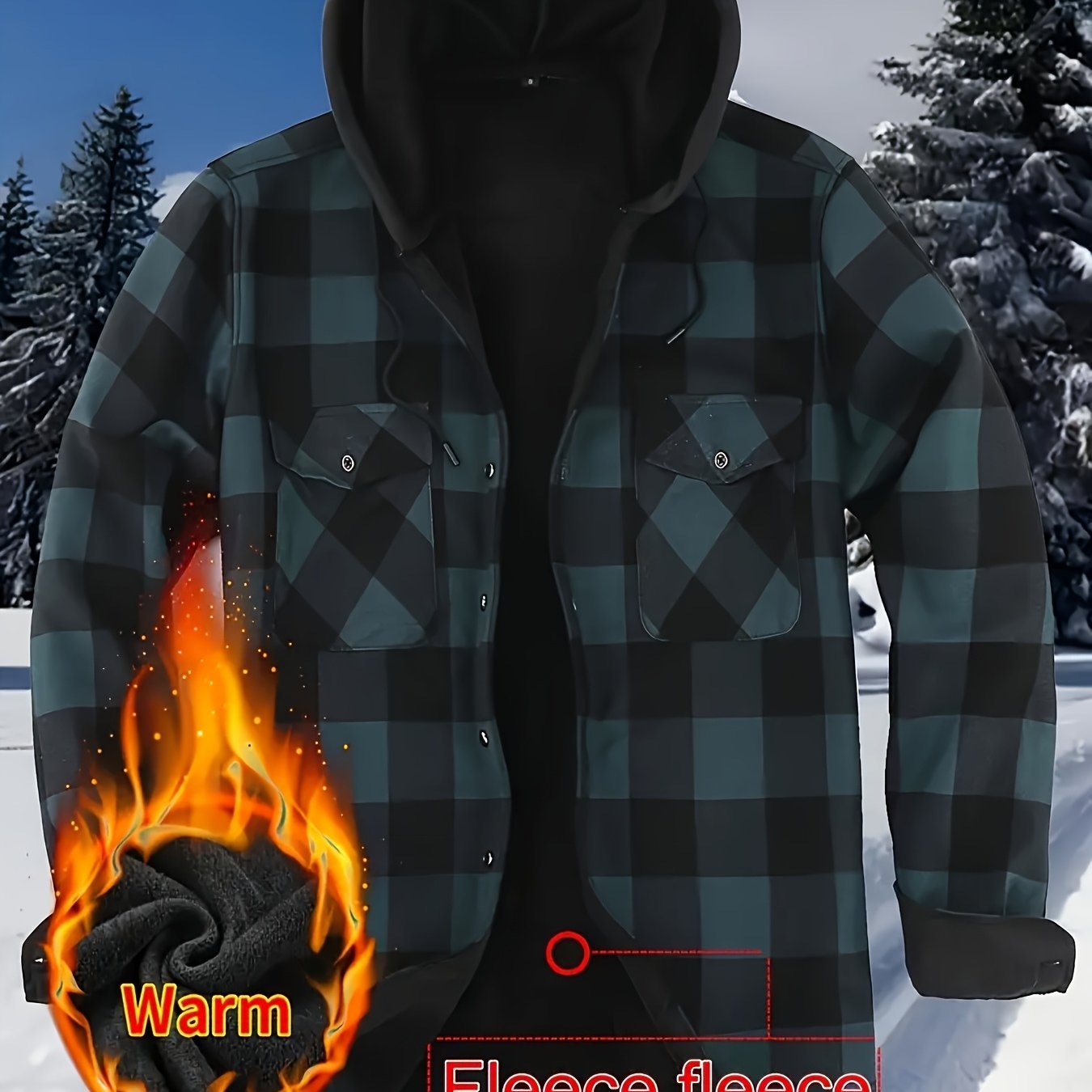 Mens Premium FleeceLined Shacket Hooded Shirt Jacket Allseason Weatherproof Warmth