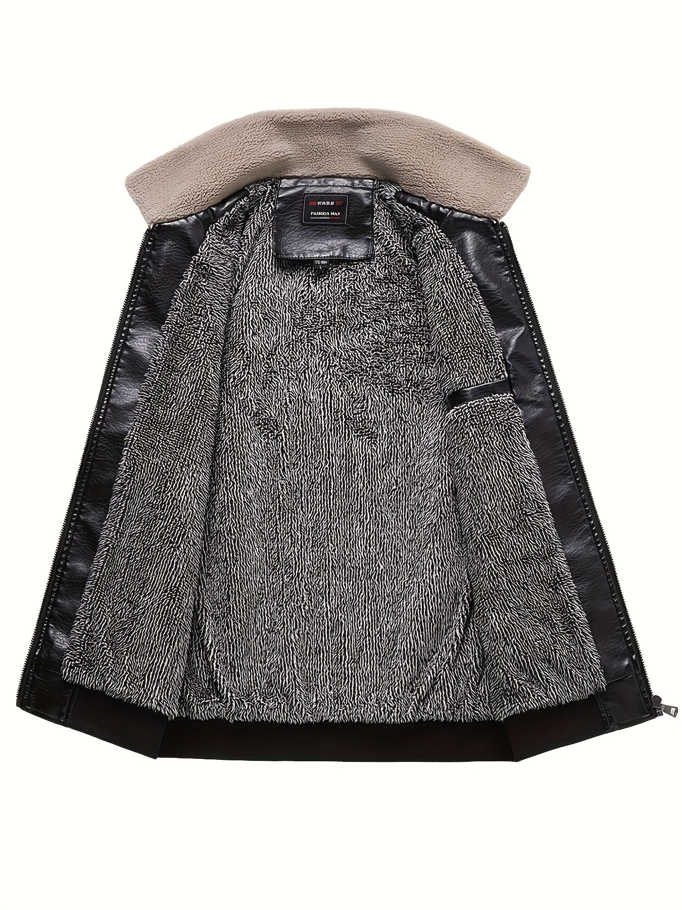 Men's Winter Flight Jacket Faux Leather Tactical Biker Style With Plush Lining And Windproof Full Zip