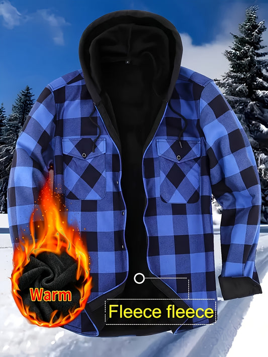 Mens Premium FleeceLined Shacket Hooded Shirt Jacket Allseason Weatherproof Warmth