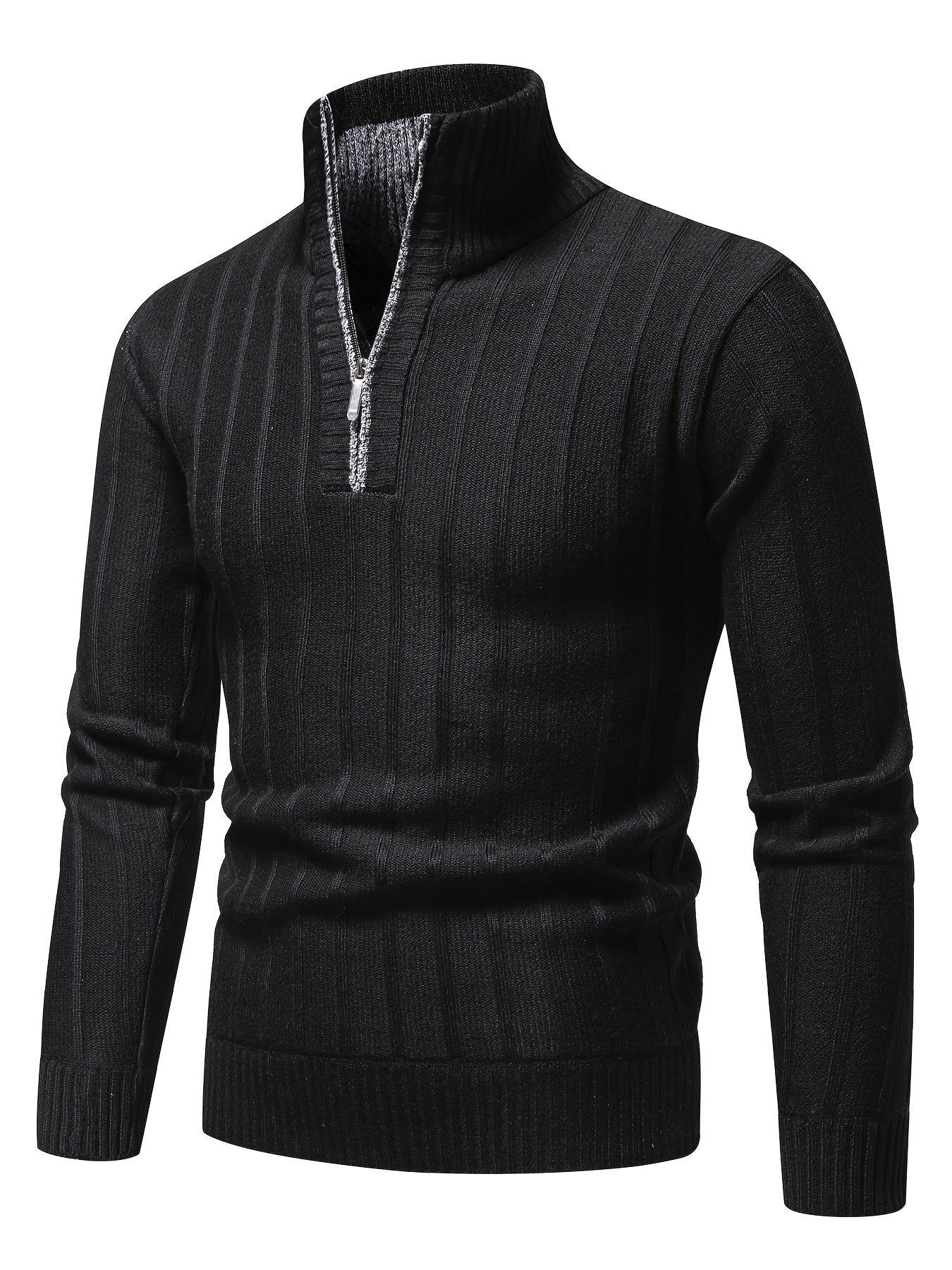 Mens Slim Fit Full Zip Stand Collar Sweater Jacket For Cold Weather Outerwear For Fall And Winter