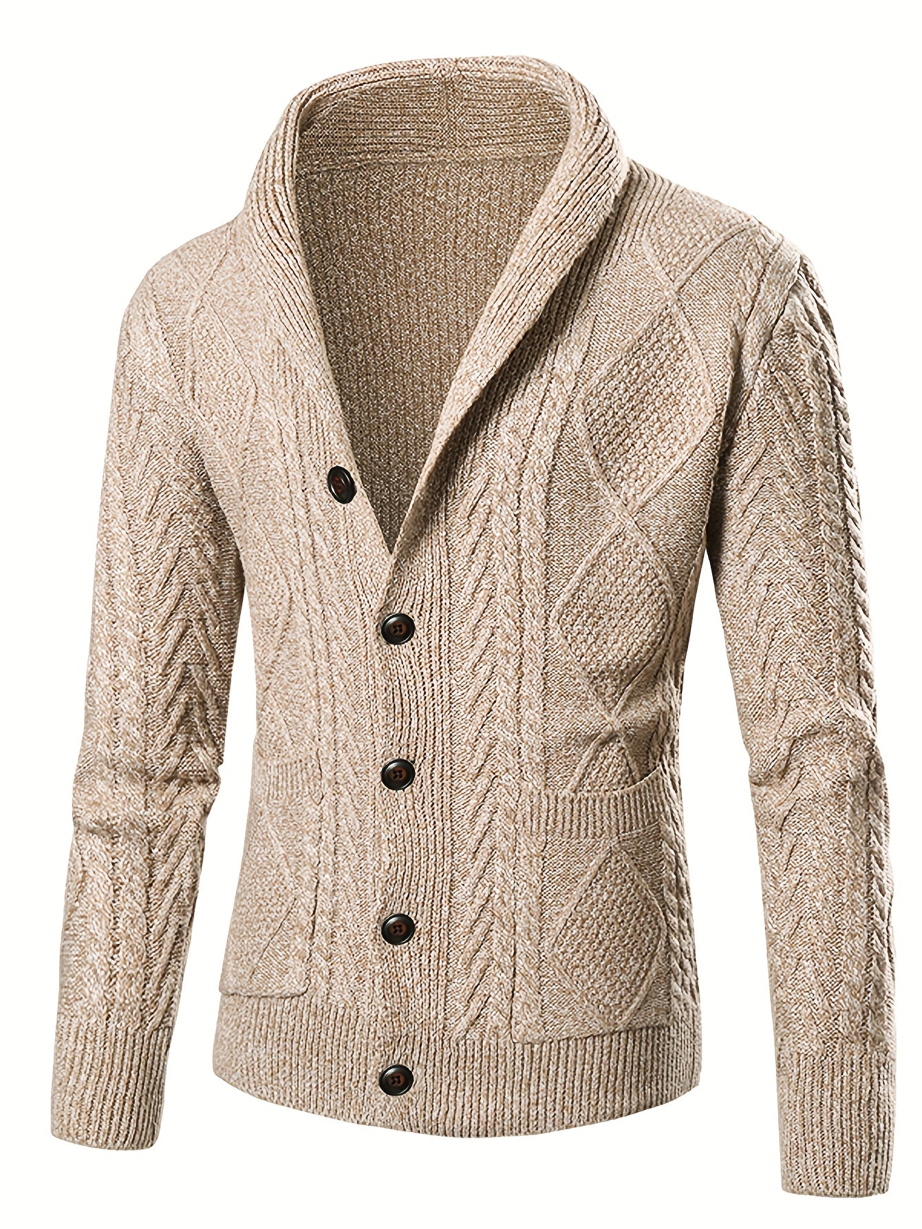 Men's Slim Knit Cardigan Sweater Jacket With PremiumWinterDurablePocketsWithSeamlessFinish VNeck
