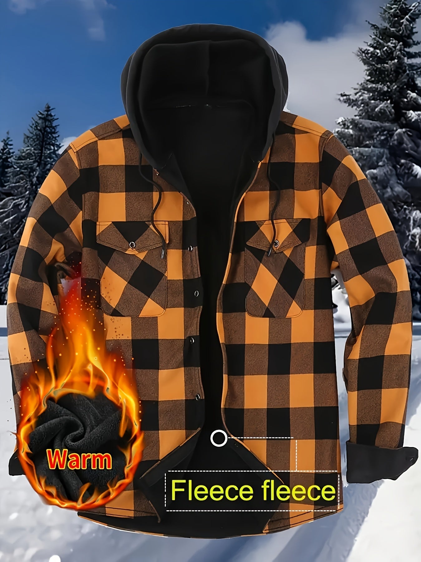 Mens Premium FleeceLined Shacket Hooded Shirt Jacket Allseason Weatherproof Warmth