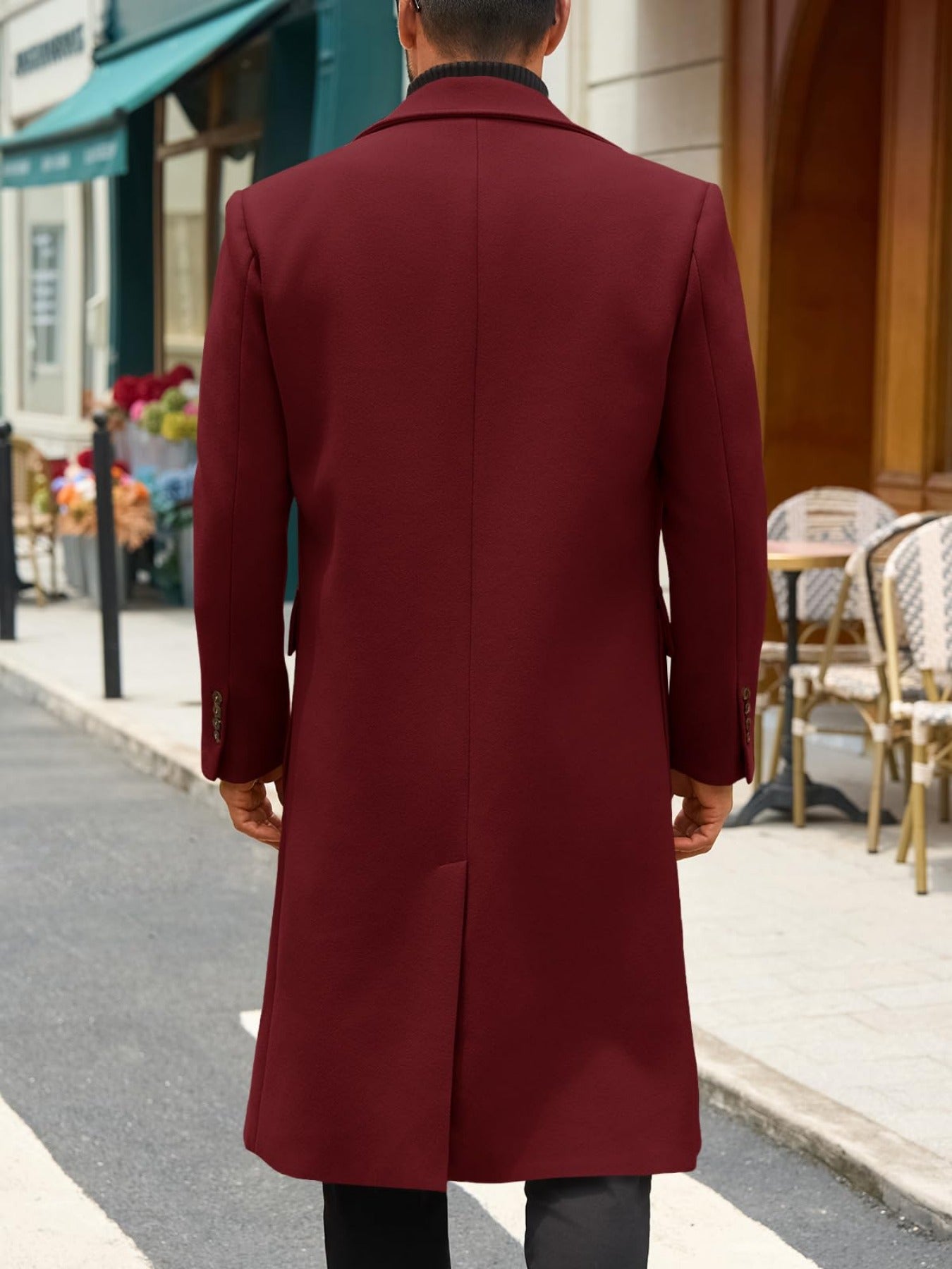 Men's Classic Double Breasted Trench Coat With Notched Lapel And Warm Polyester Lining For Winter