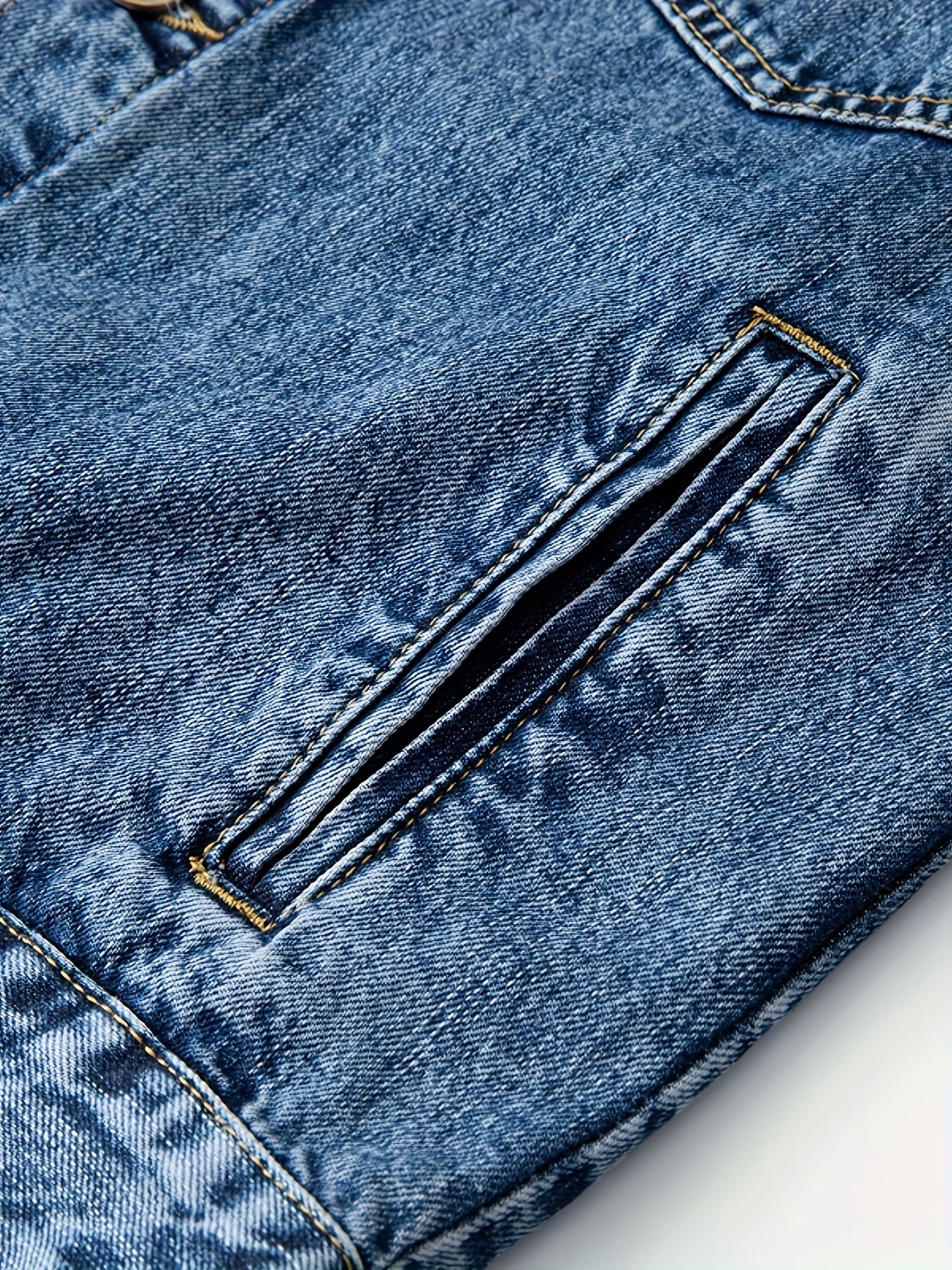 Men's Vintage Distressed Denim Jacket With Multi Pocket Design Deconstructed Collar And Single Breasted Button Front