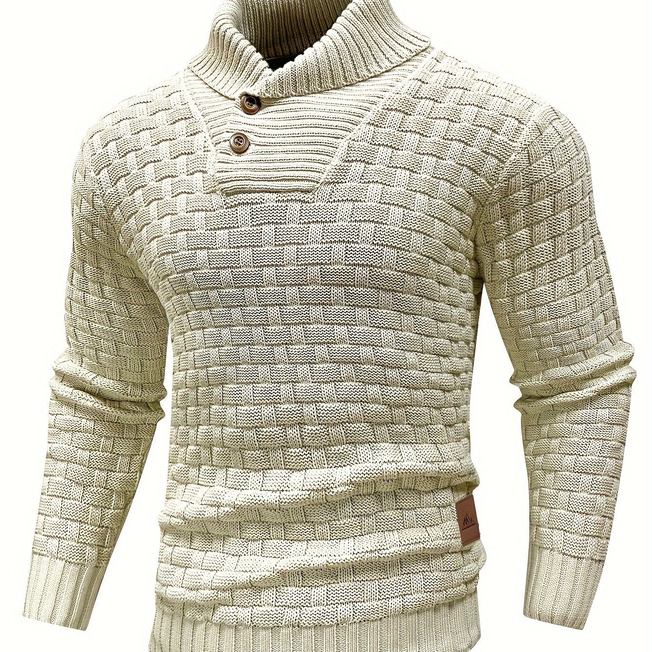 Mens Waffle Knit Sweater Coat With Lapel Collar Button Up For Office And Business Casual Wear